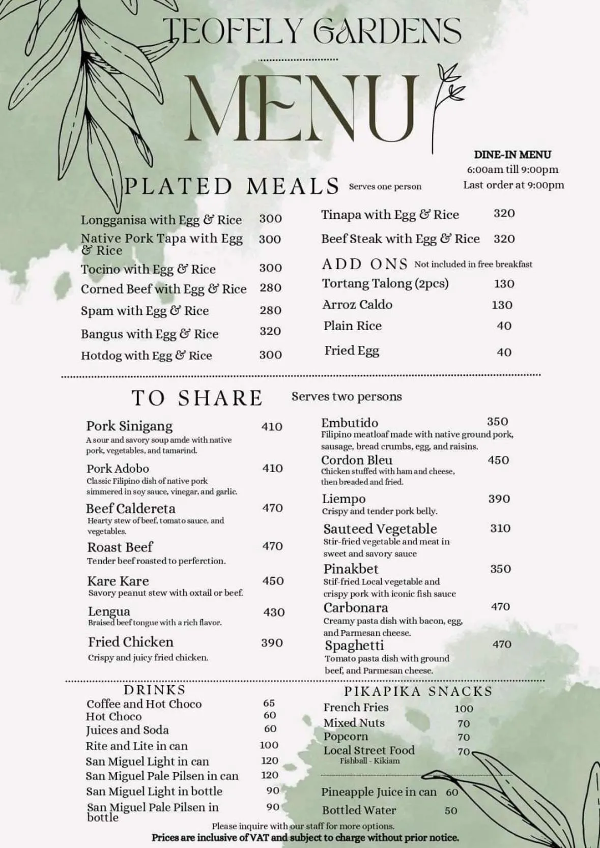 Restaurant/places to eat in Teofely Gardens Resort near Tagaytay