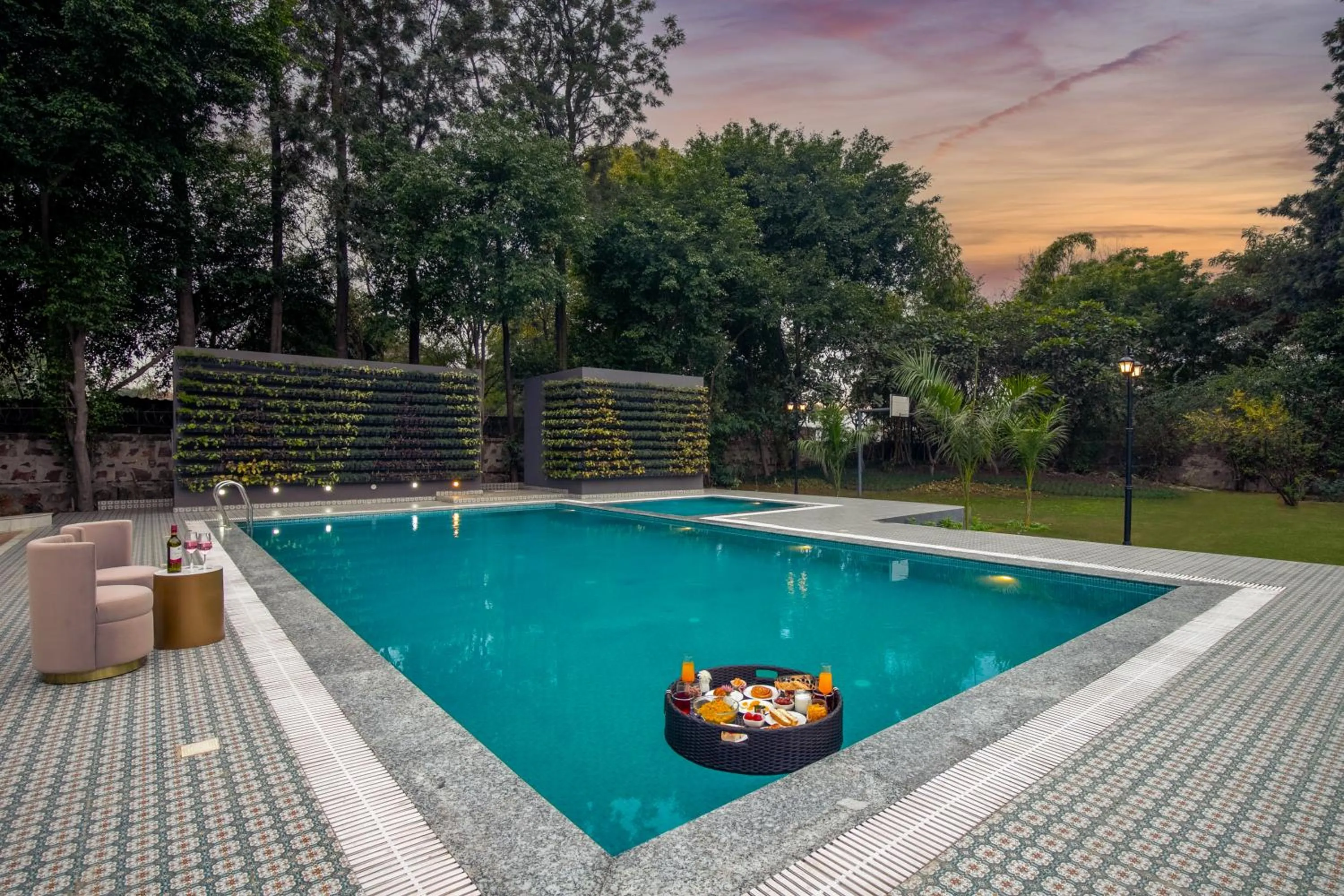 Day in ELIVAAS 6 BHK Farmstay with Pvt Pool & Garden - Esh