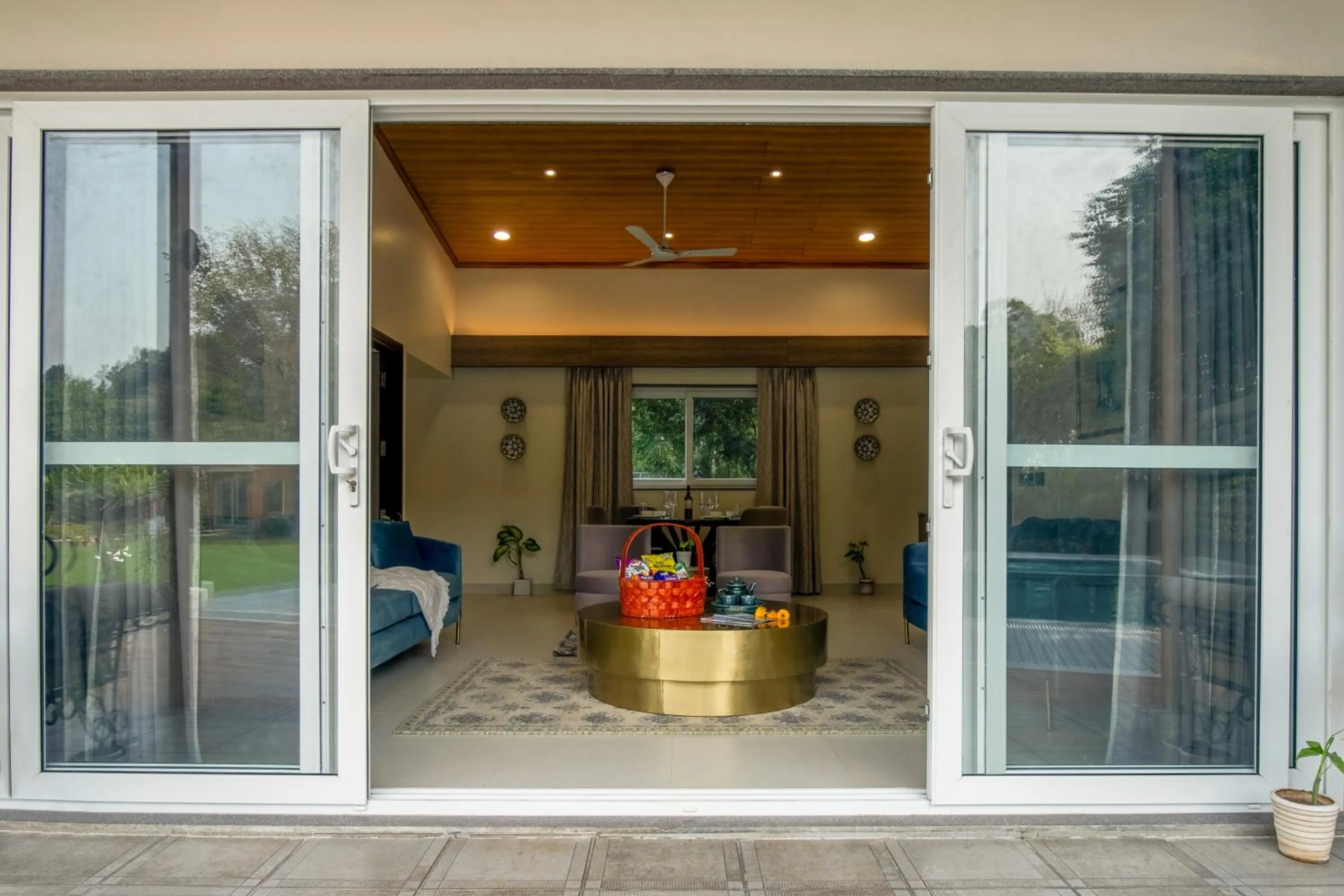 Patio in ELIVAAS 6 BHK Farmstay with Pvt Pool & Garden - Esh