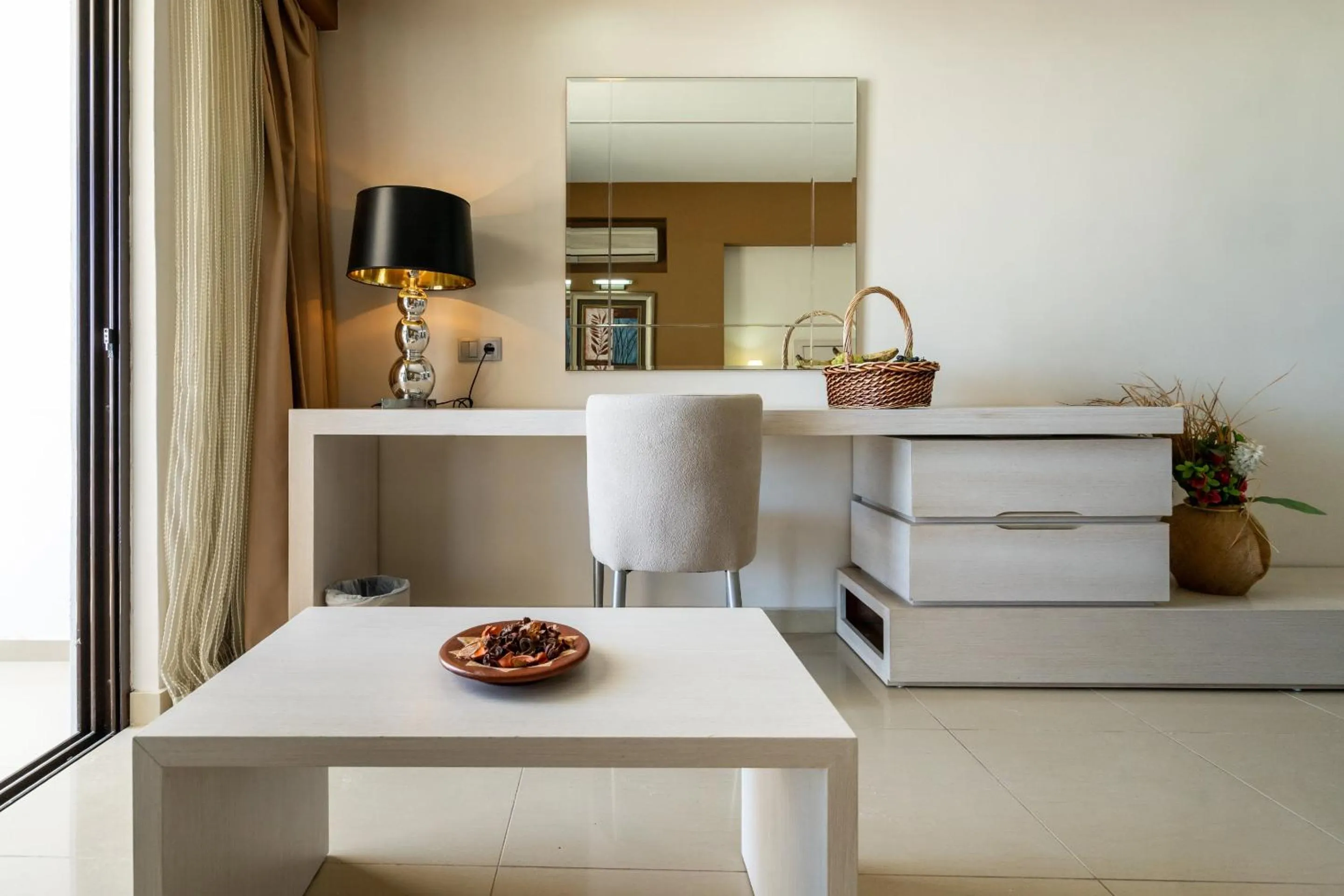 Seating area in Kamari Beach