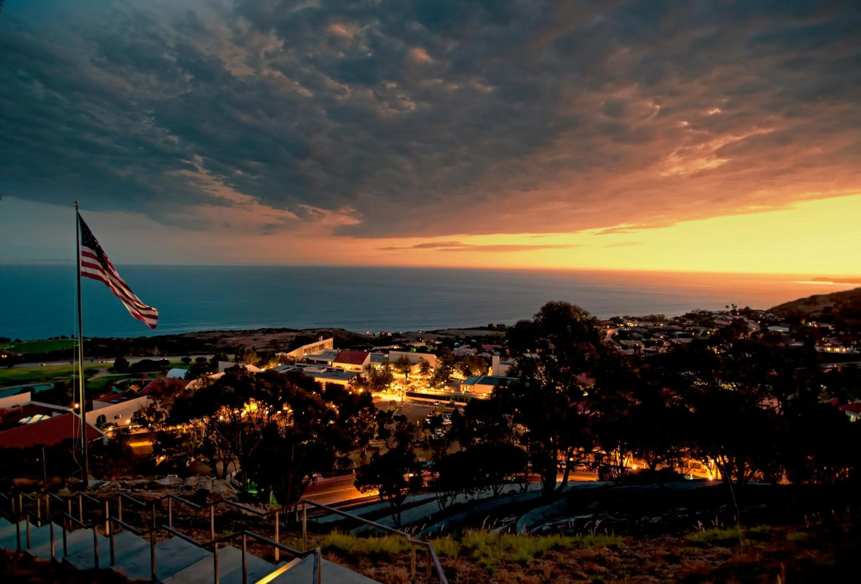 Sunset in Villa Graziadio Executive Center at Pepperdine University