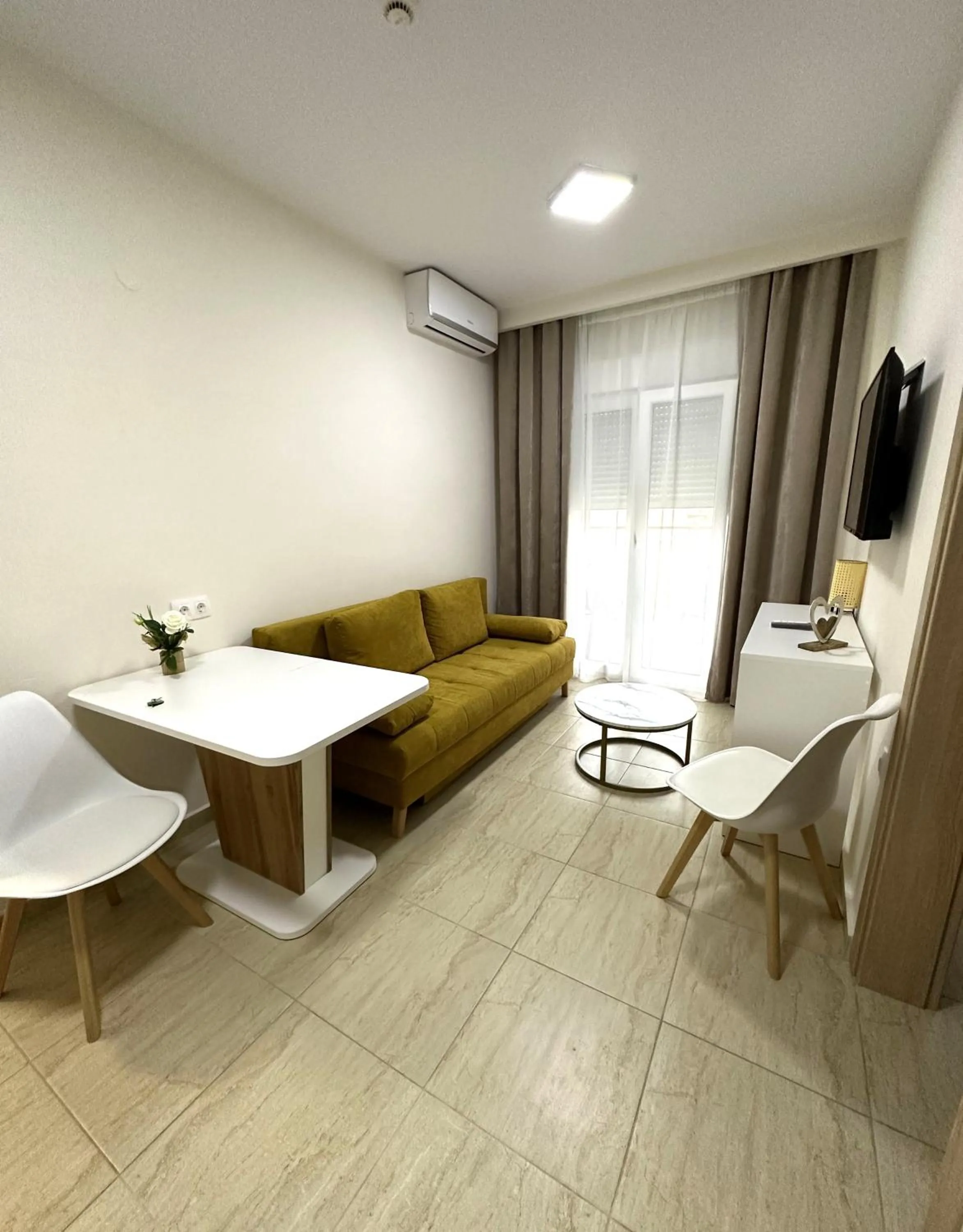 Seating area in Navarino Luxe Suites