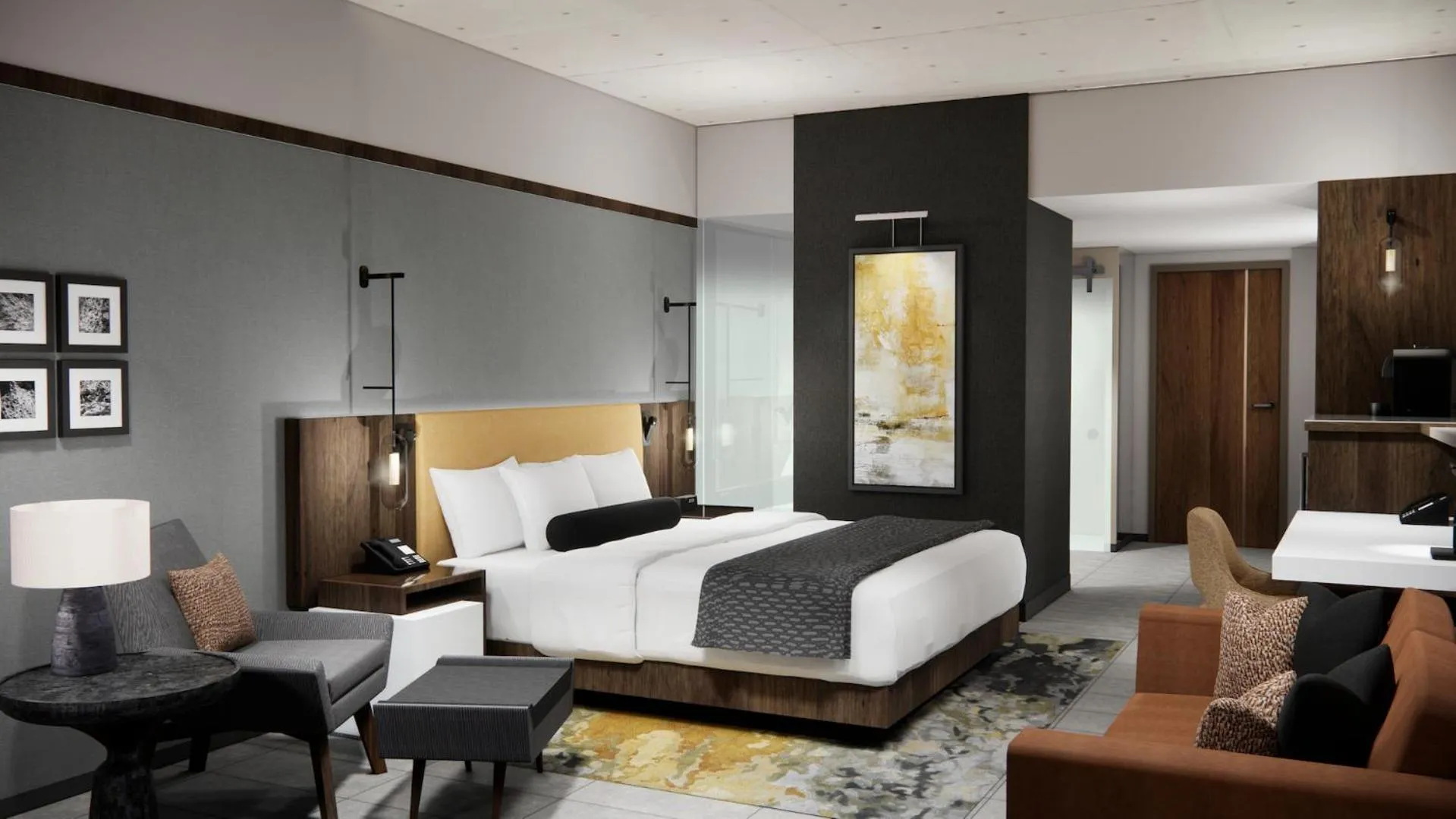 Seating area, Bed in Black Desert Resort