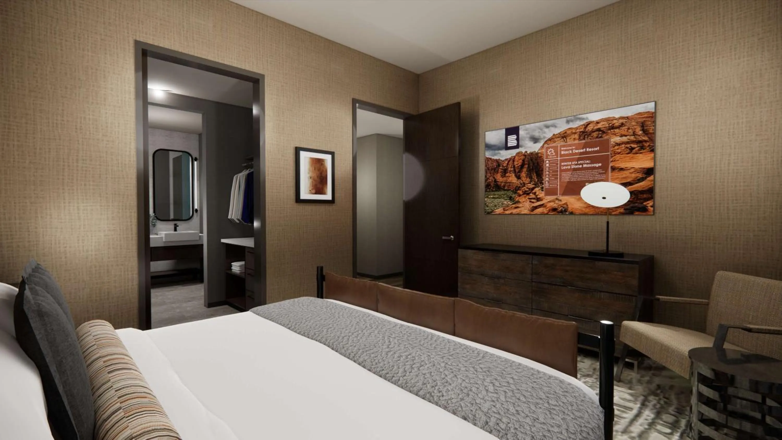 Bedroom, Bed in Black Desert Resort