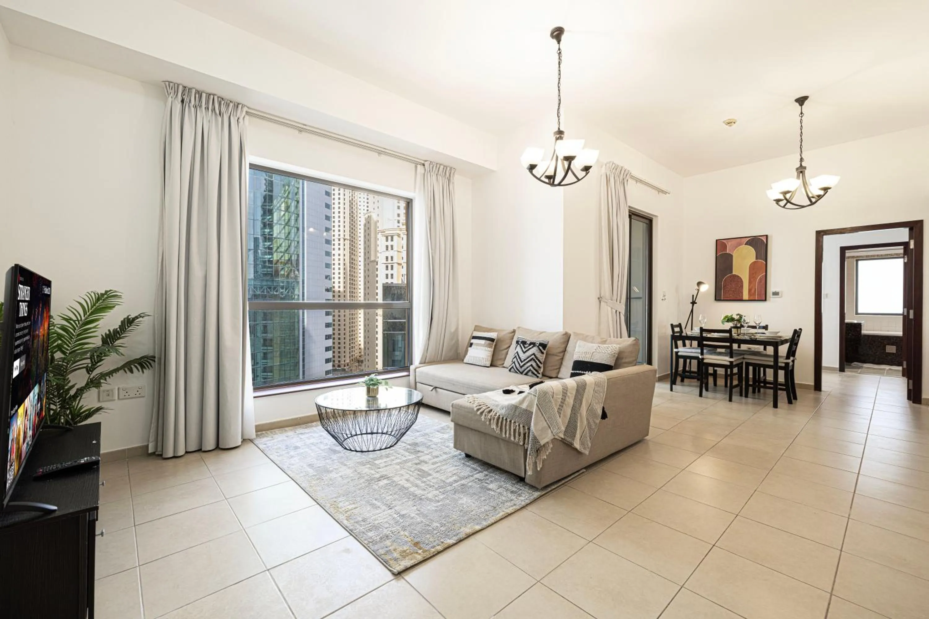 Living room in Salt of the Ocean in JBR by Lagom