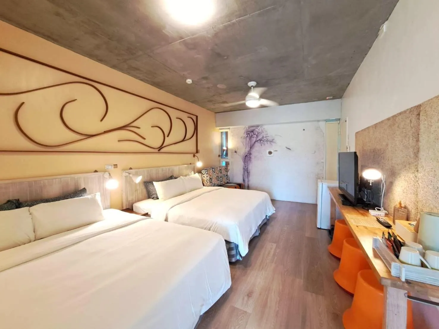 Bed in 墾丁橘月Orange Moon Inn