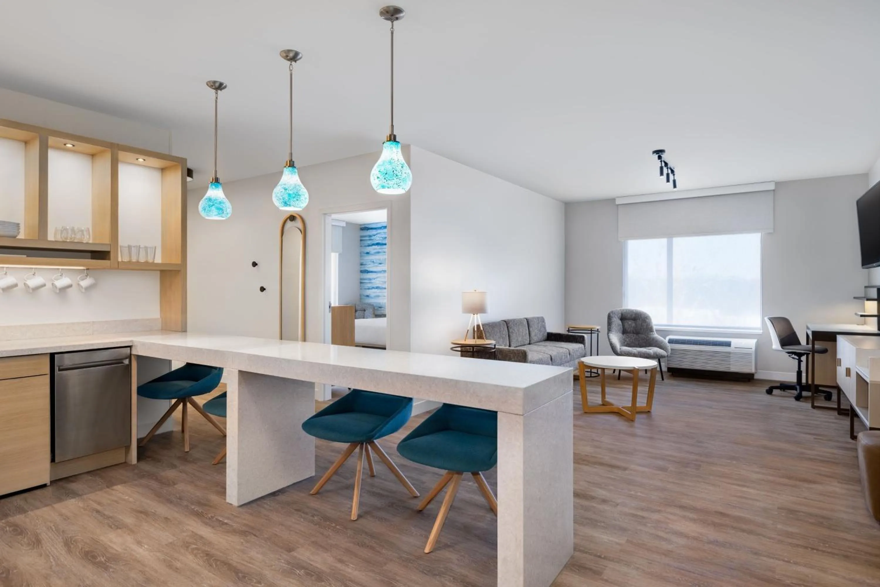 Living room in TownePlace Suites by Marriott Geneva at SPIRE Academy