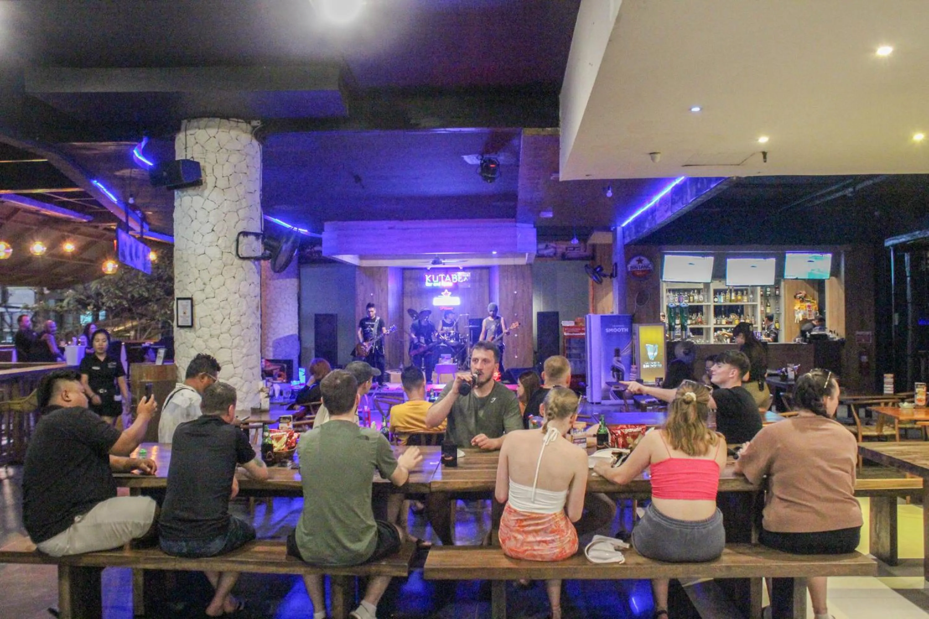 group of guests in Kutabex Beachfront Hotel