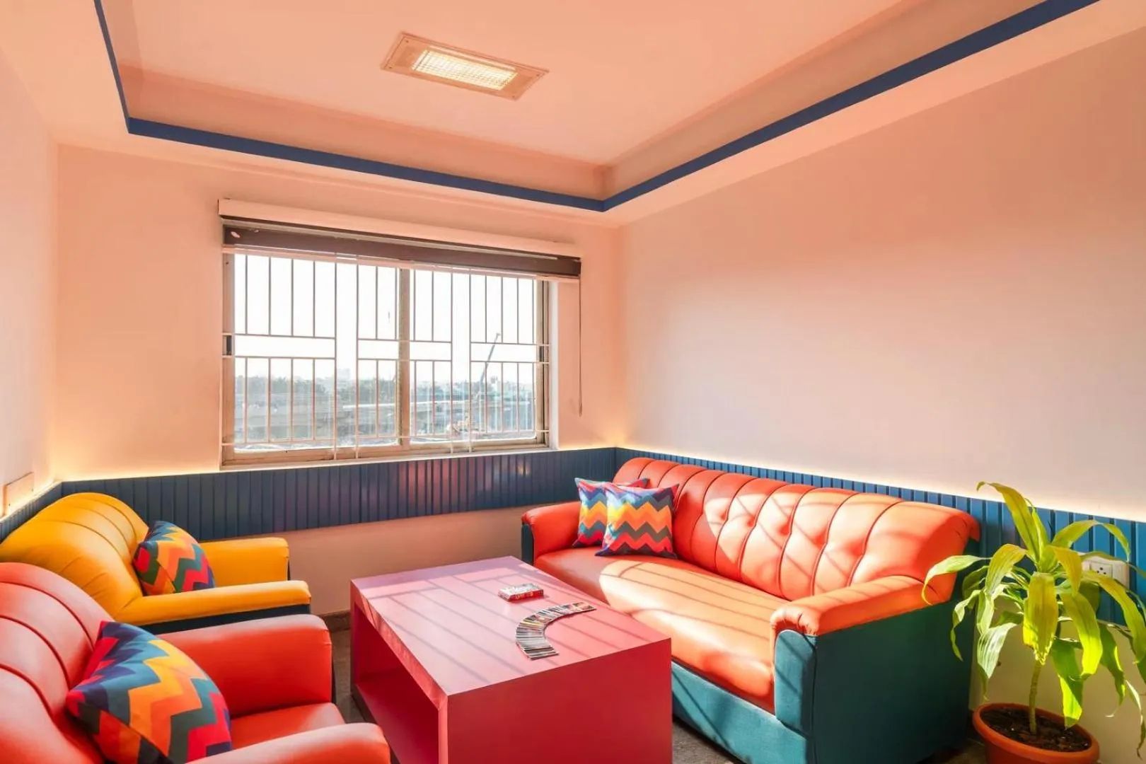 Seating area in goSTOPS Bengaluru HSR, Silk Board