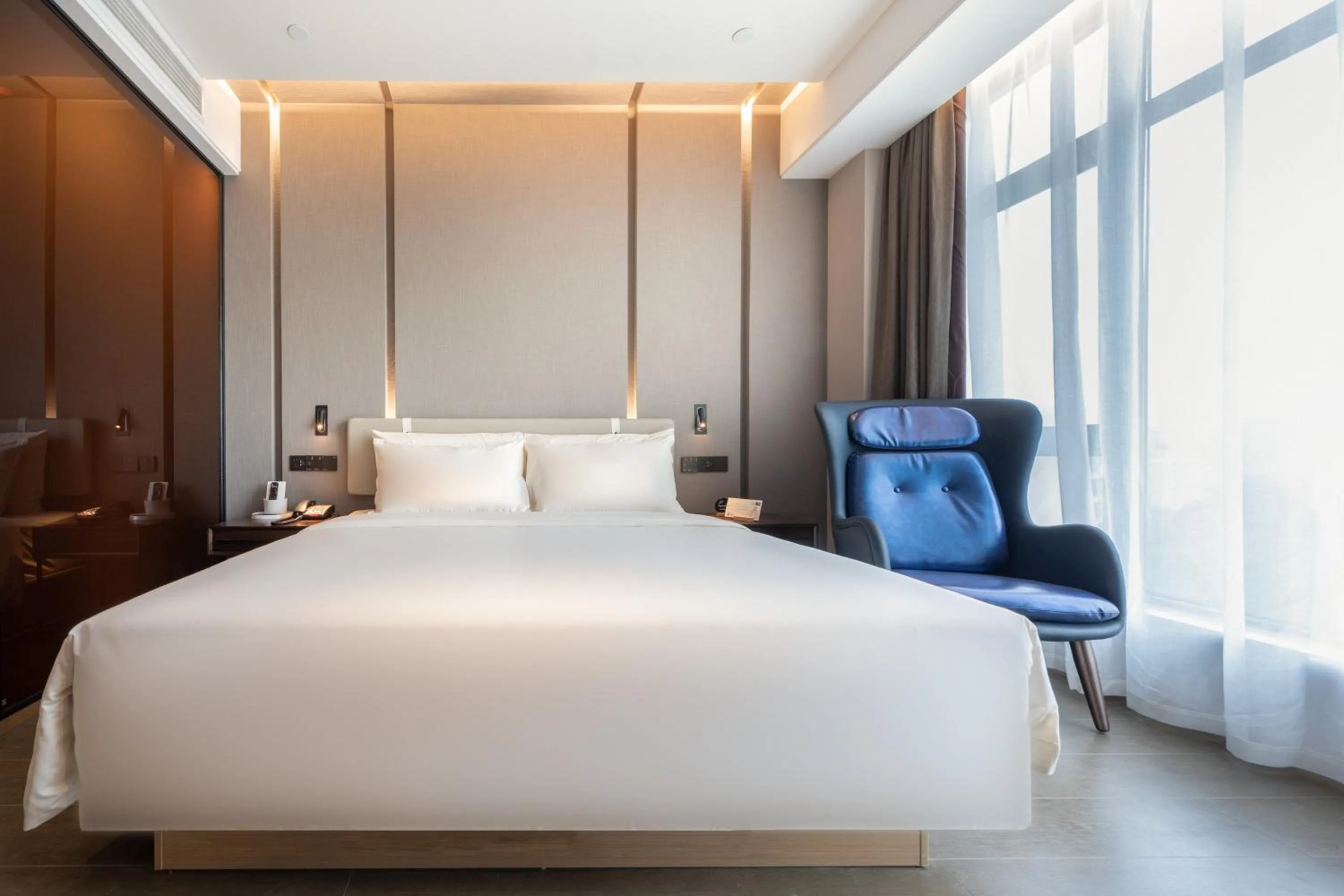 Bed in Atour Hotel Ningbo Yinzhou Wanda Mingzhouli