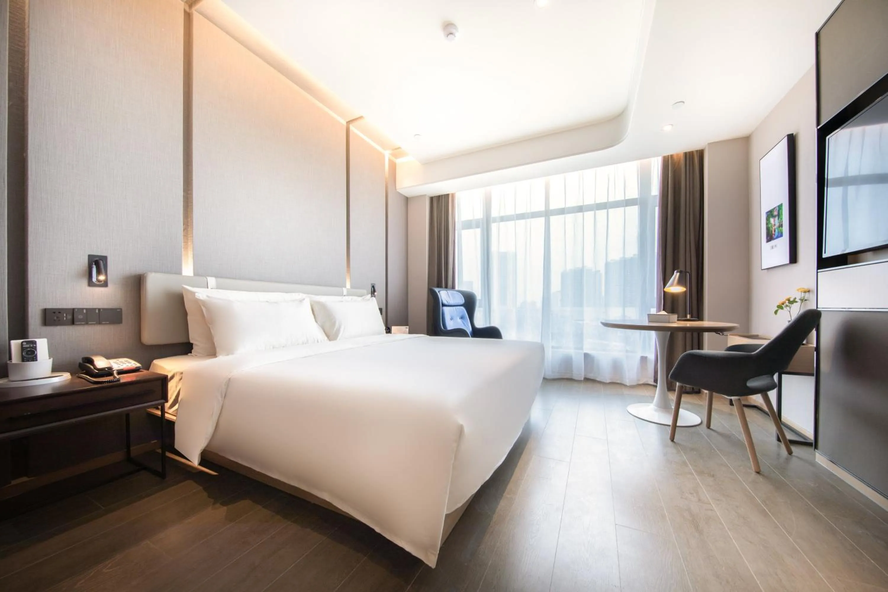 Bed in Atour Hotel Ningbo Yinzhou Wanda Mingzhouli