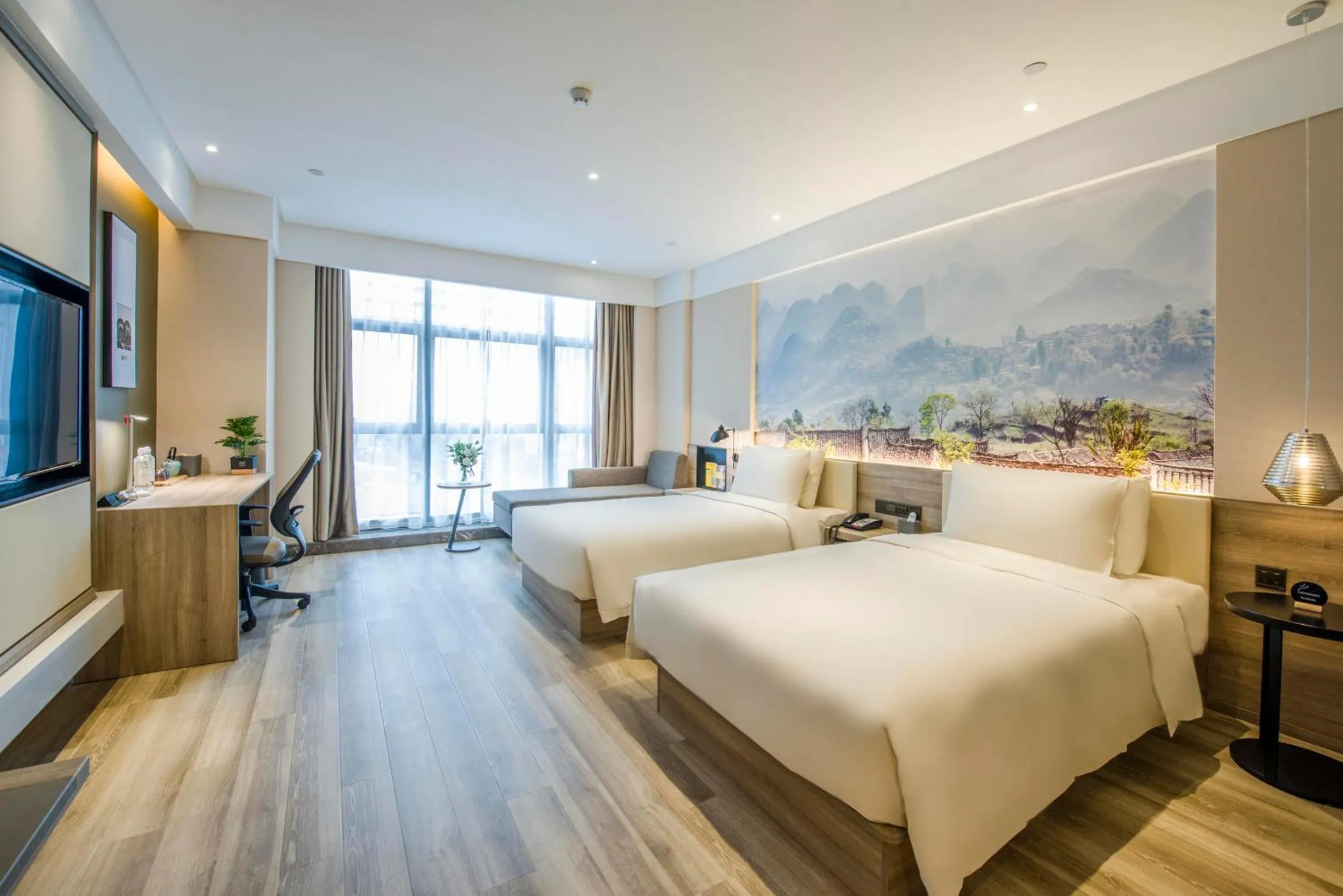 Bed in Atour Hotel Foshan Nanhai Qiandeng Lake Guicheng