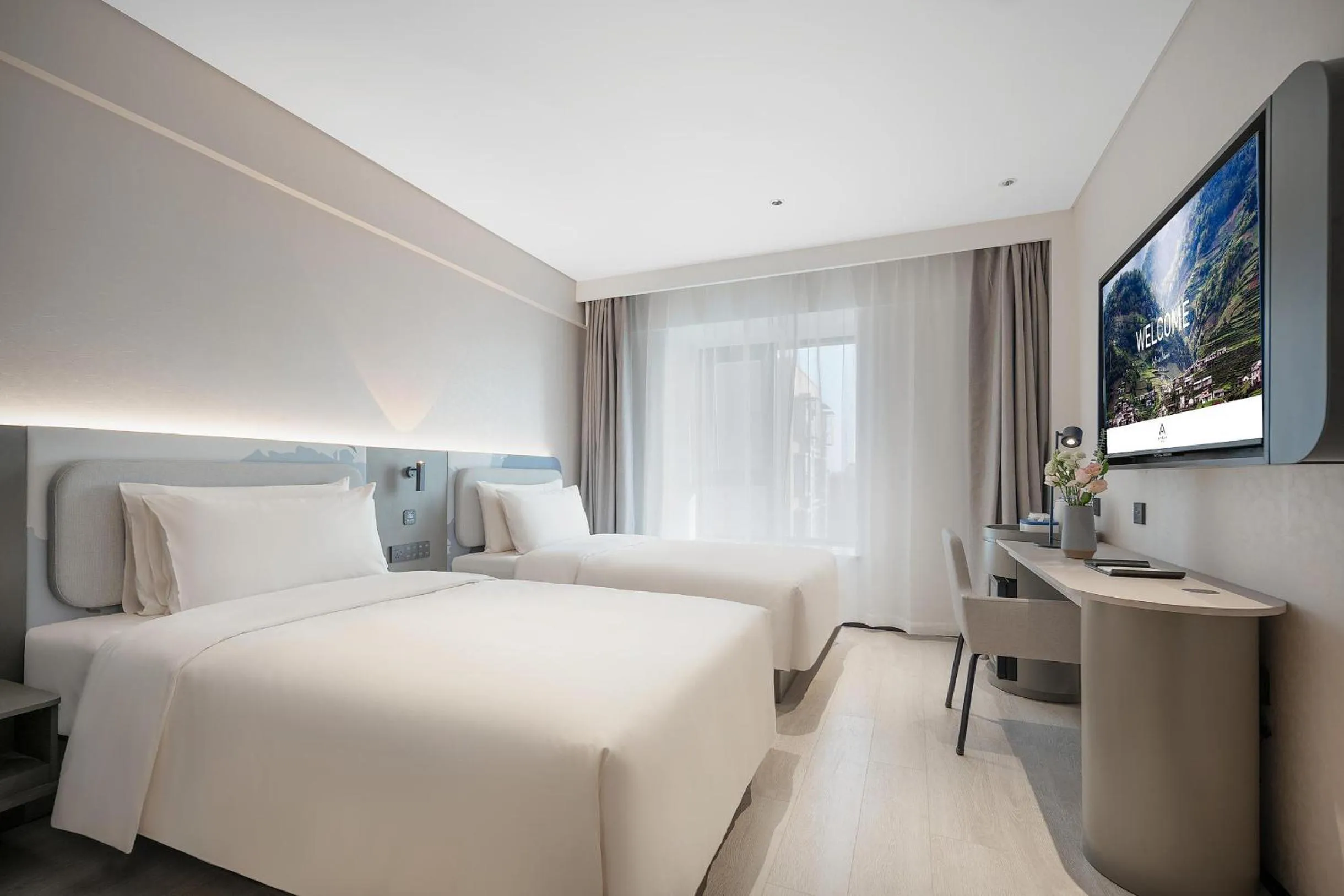 Bed in Atour Light Hotel Chengdu Shuangliu Airport Jinhua Road