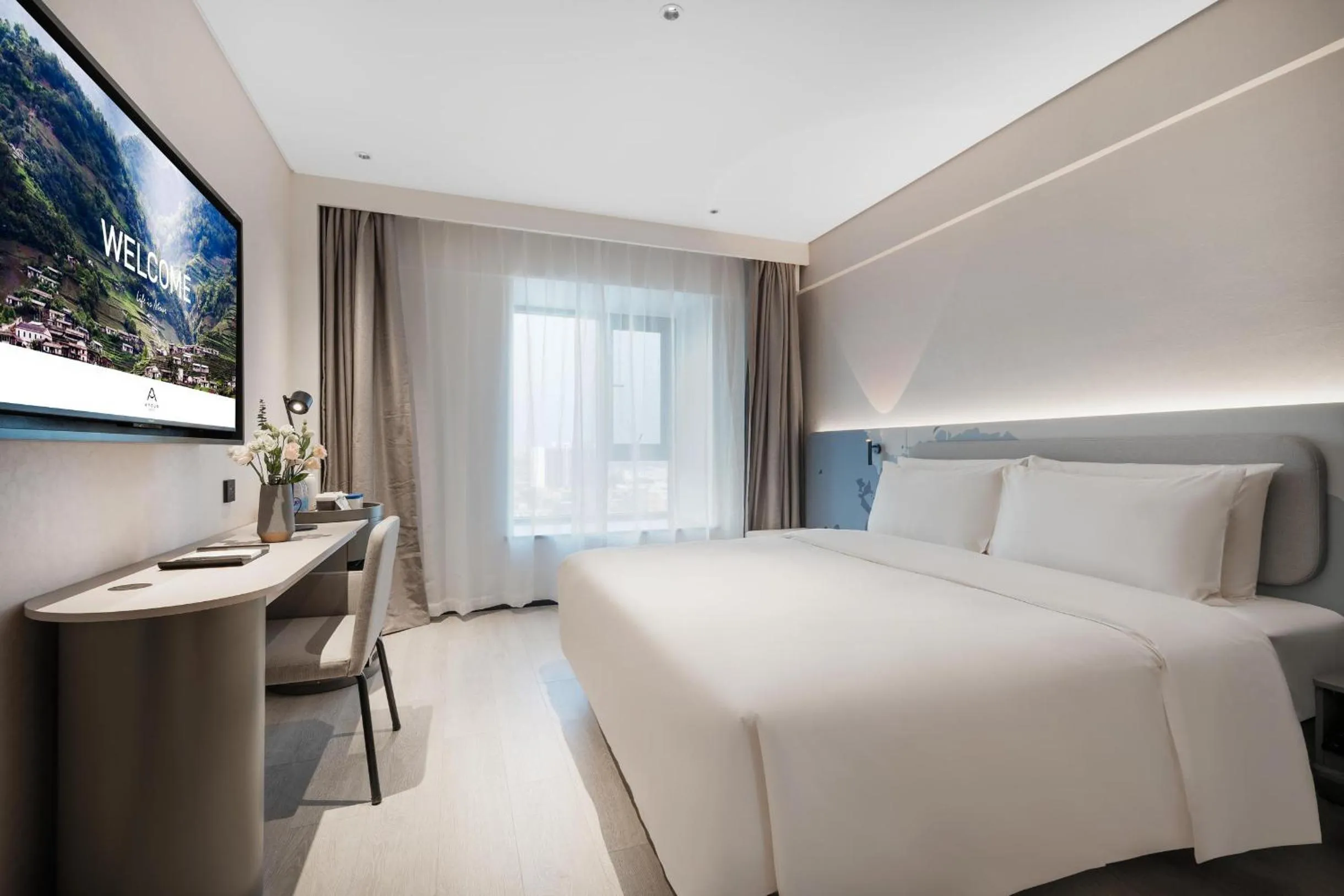 Bed in Atour Light Hotel Chengdu Shuangliu Airport Jinhua Road