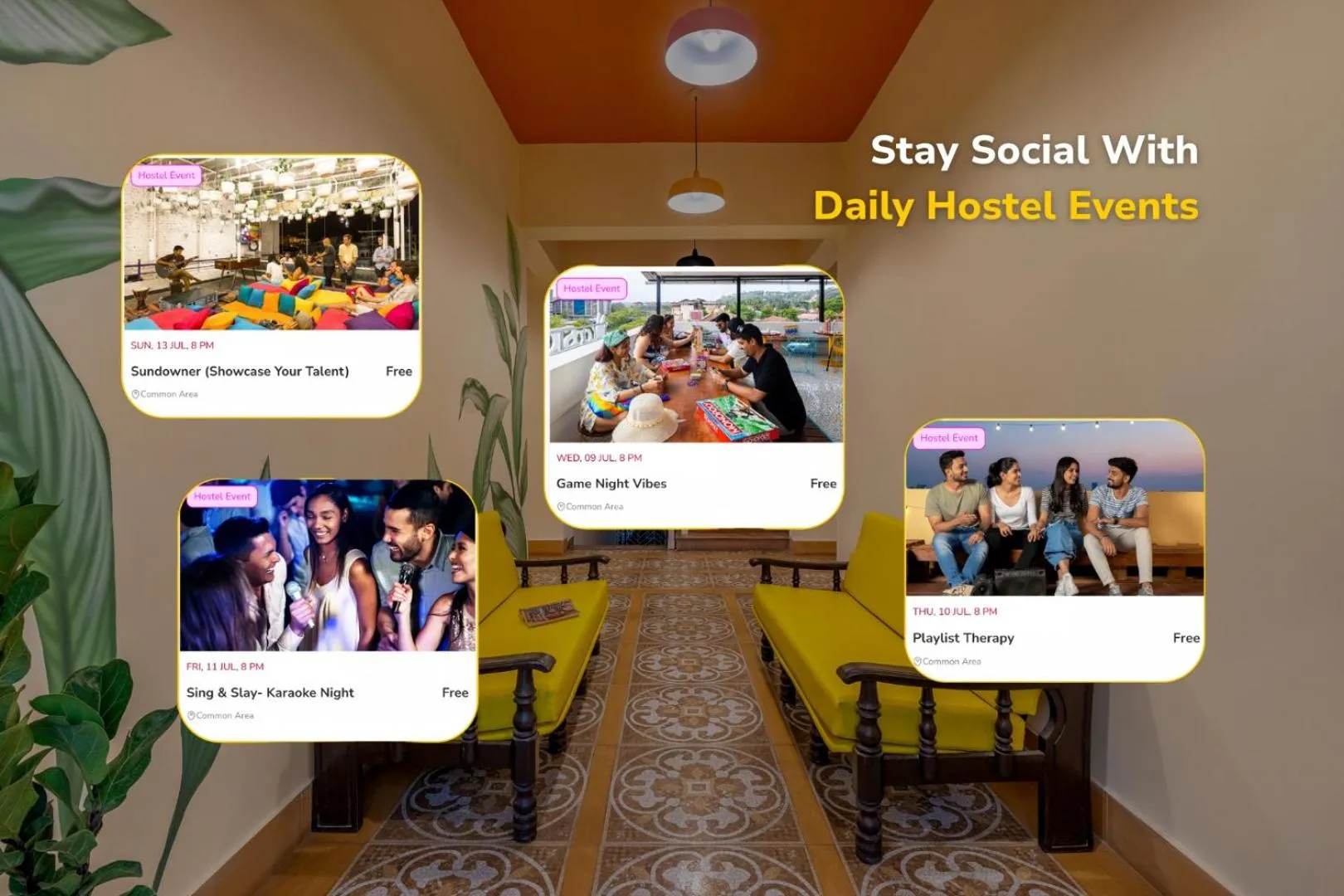 Communal lounge/ TV room in goSTOPS Alibaug