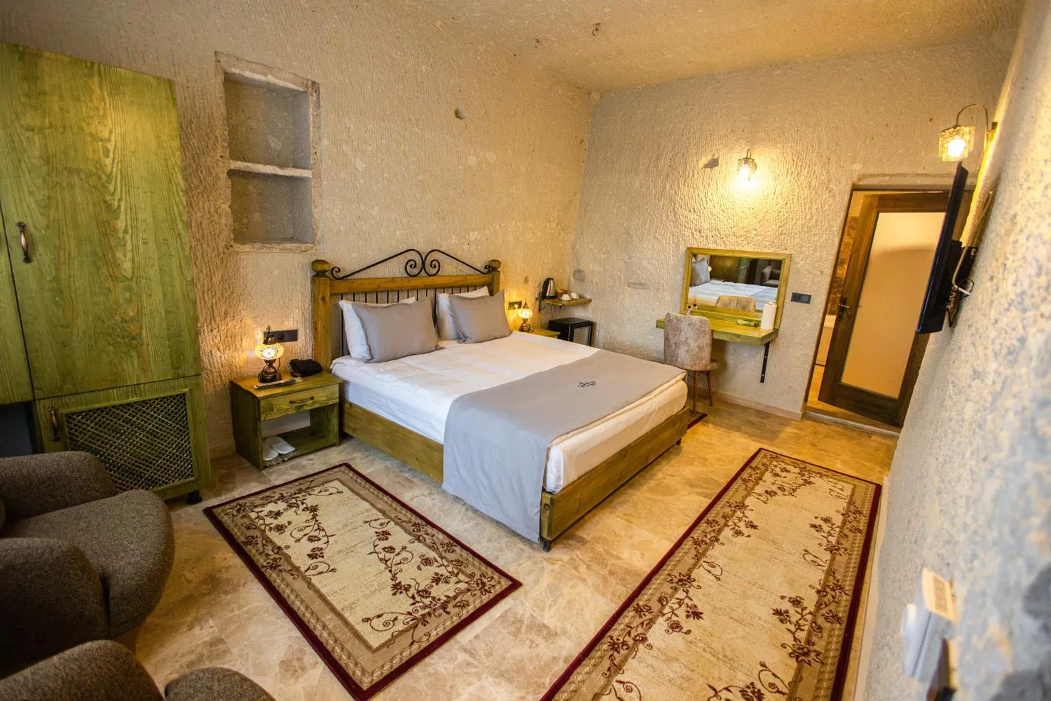 Bed in Majestic Cave House