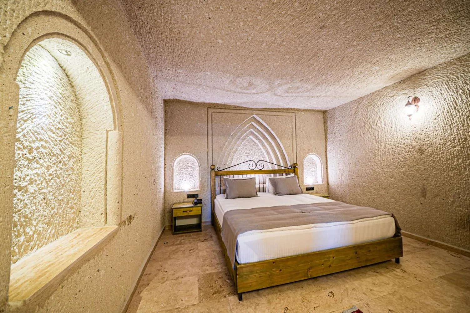 Bed in Majestic Cave House