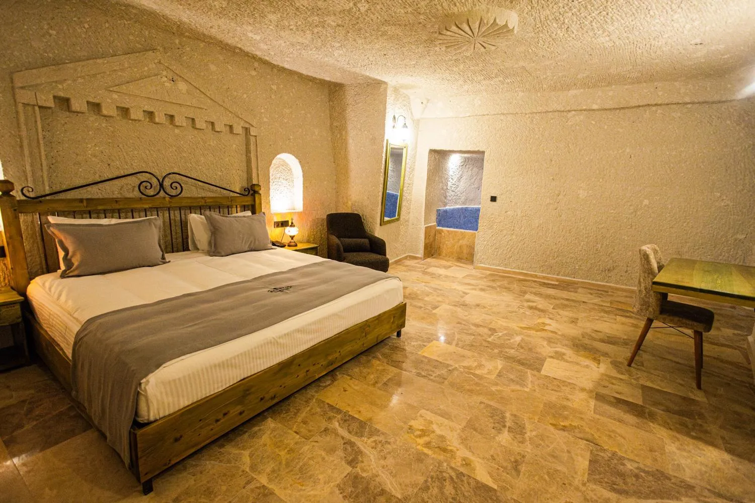 Bed in Majestic Cave House