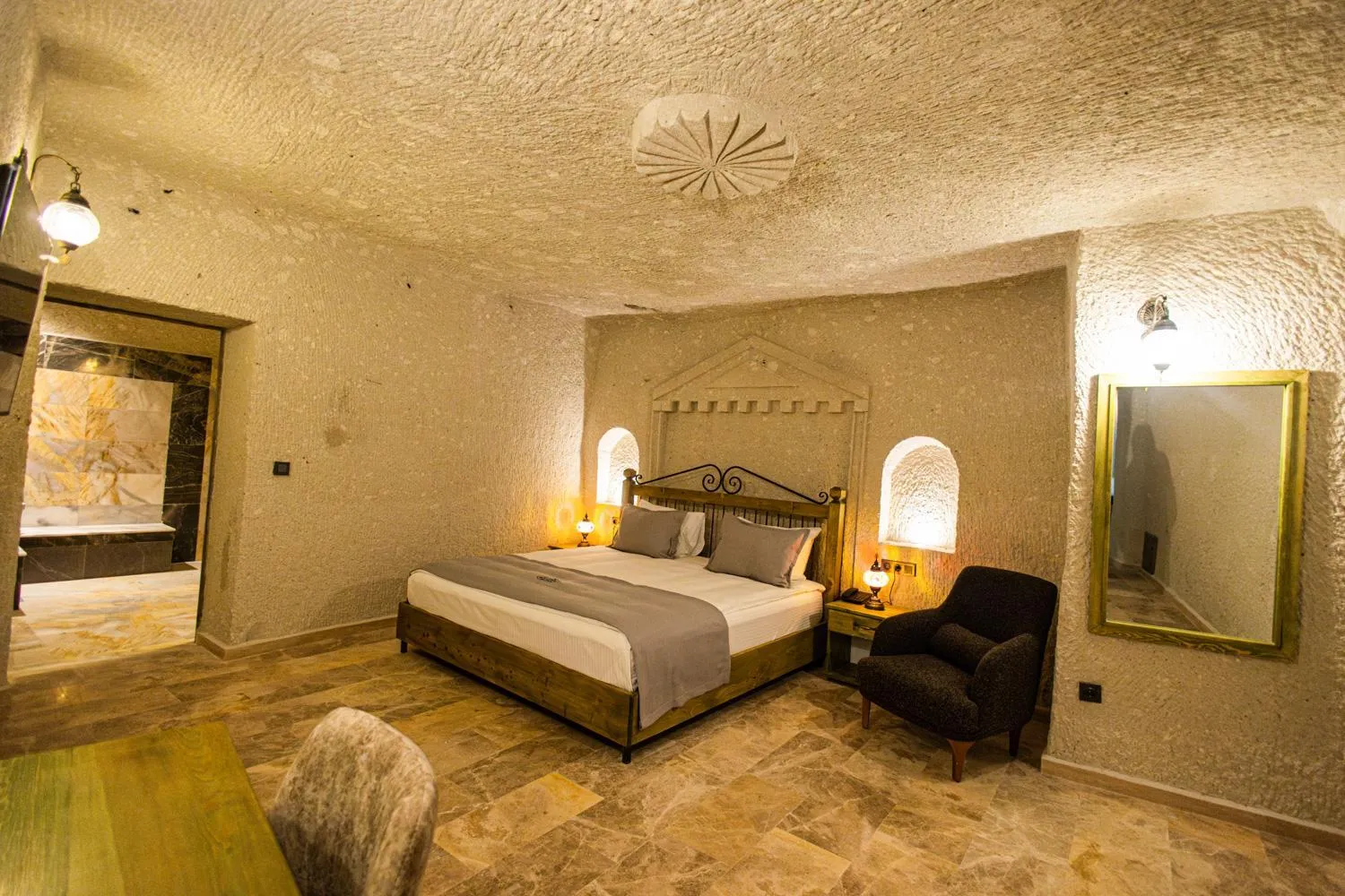 Bed in Majestic Cave House