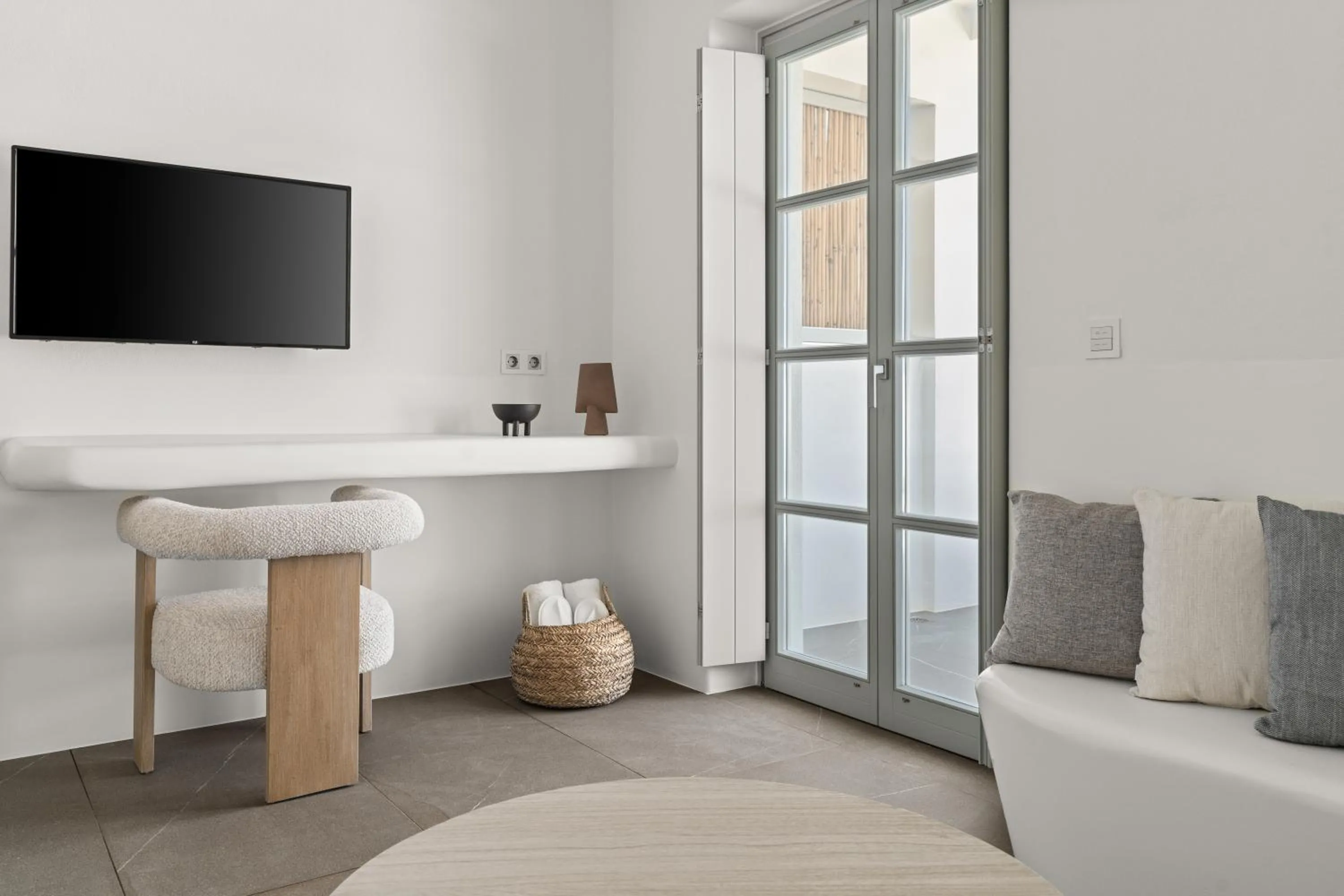 Bed in Mr & Mrs White Paros Suites & More