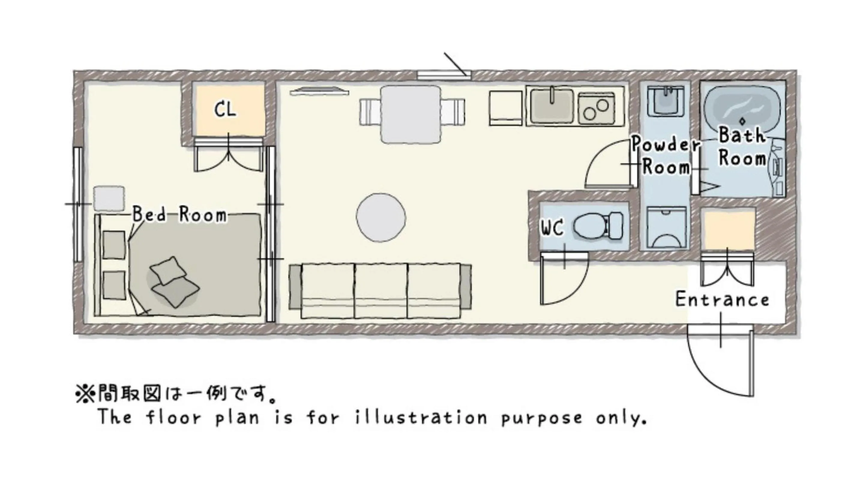 Floor plan in MINI HOUSE Tokyo South