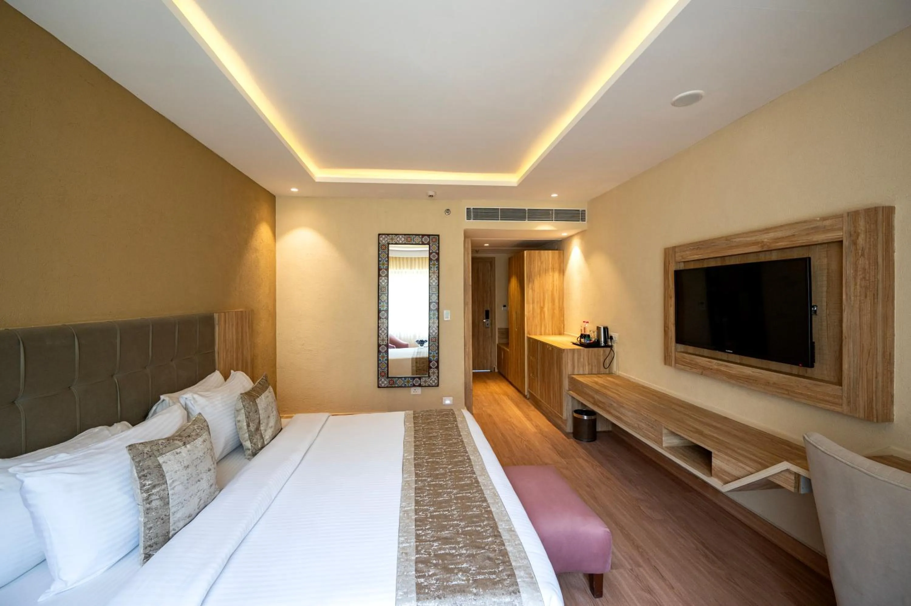 Bed in Essentia Luxury Resort & Spa Udaipur