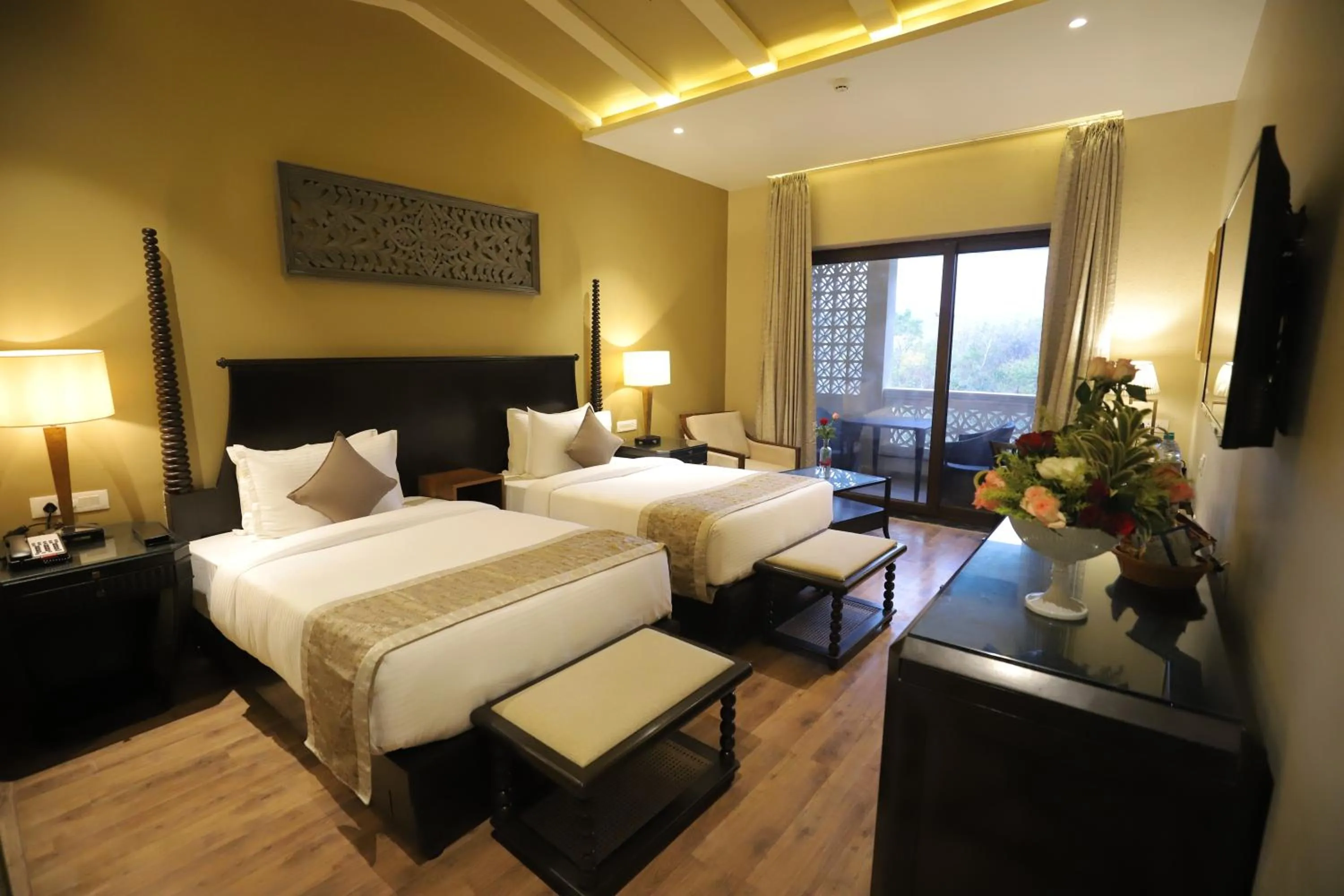 Bed in Essentia Luxury Resort & Spa Udaipur
