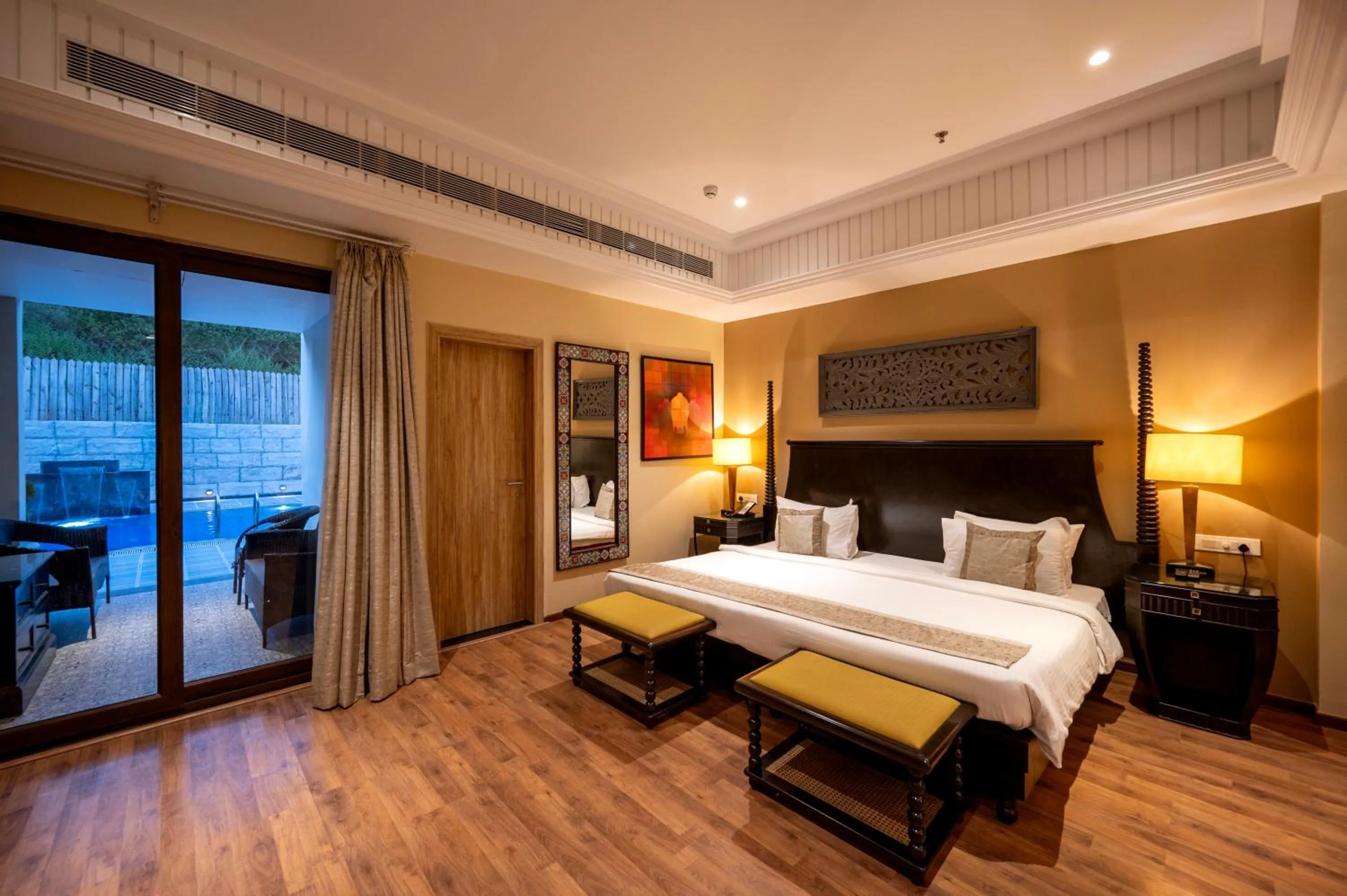 Bed in Essentia Luxury Resort & Spa Udaipur