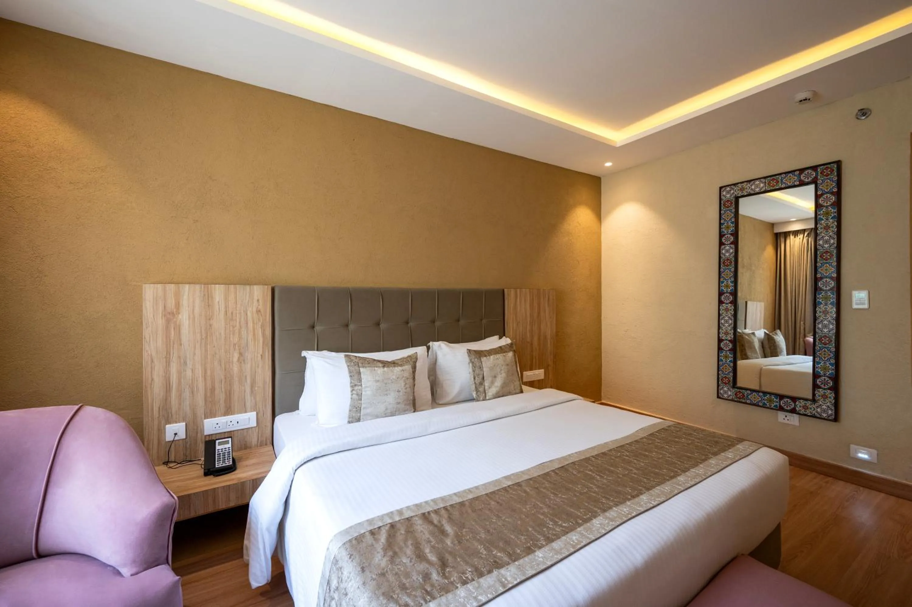 Bed in Essentia Luxury Resort & Spa Udaipur