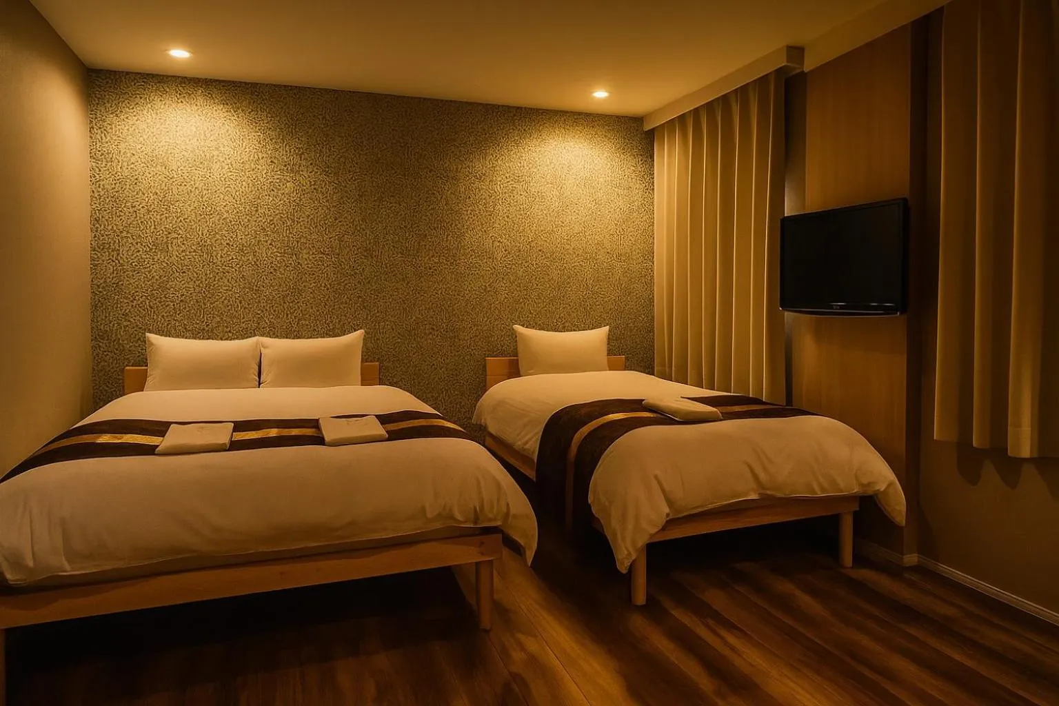 Bed in Beppu onsen Resort Stay Spa Tsurumi