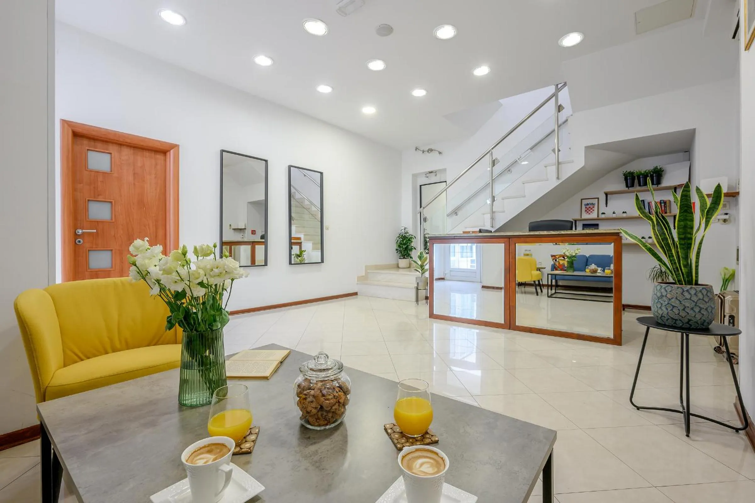 Yellow house with private parking