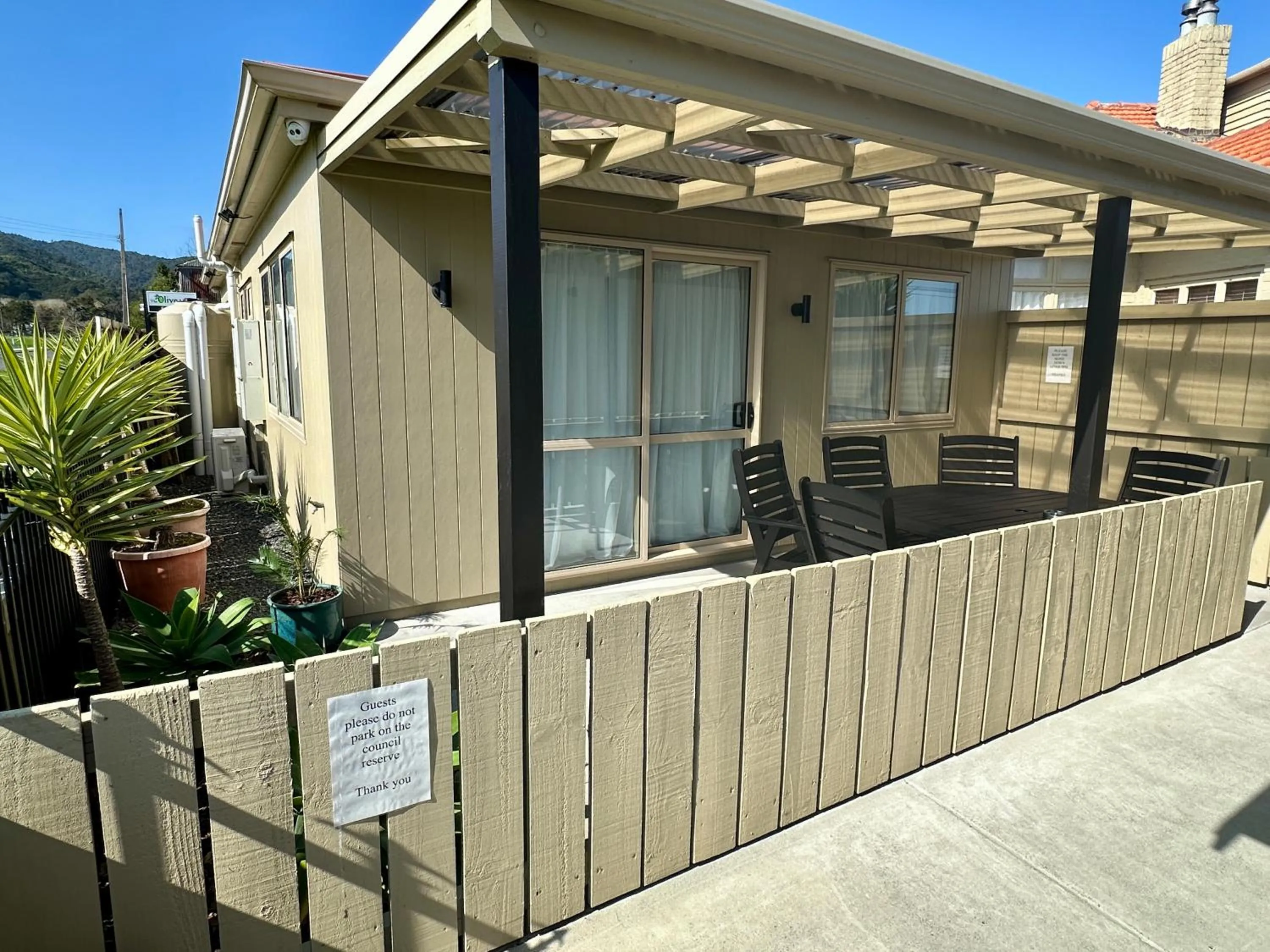 Seating area in The Olive Motel