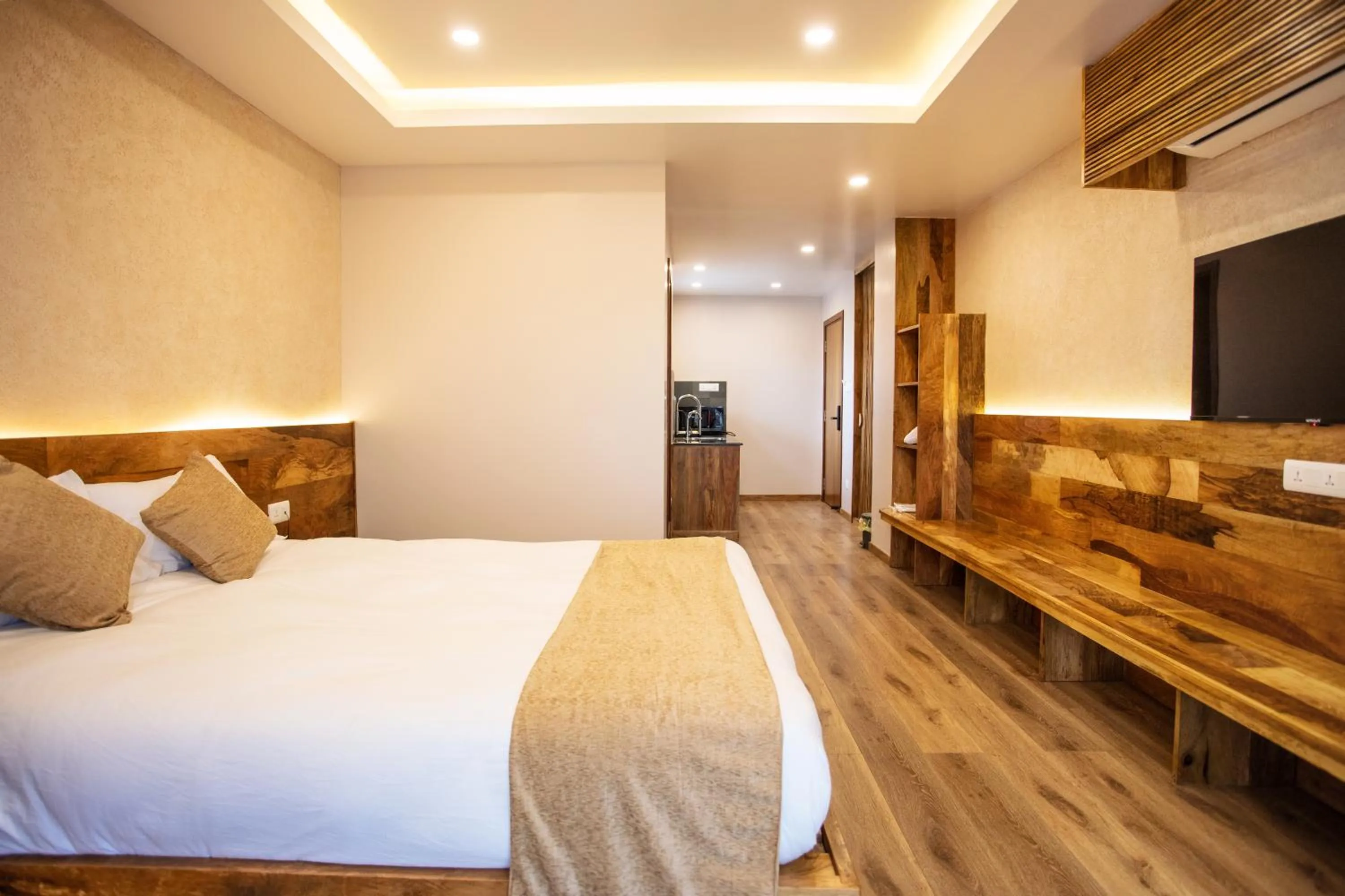 Photo of the whole room, Bed in HOTEL BHRIKUTI TARA