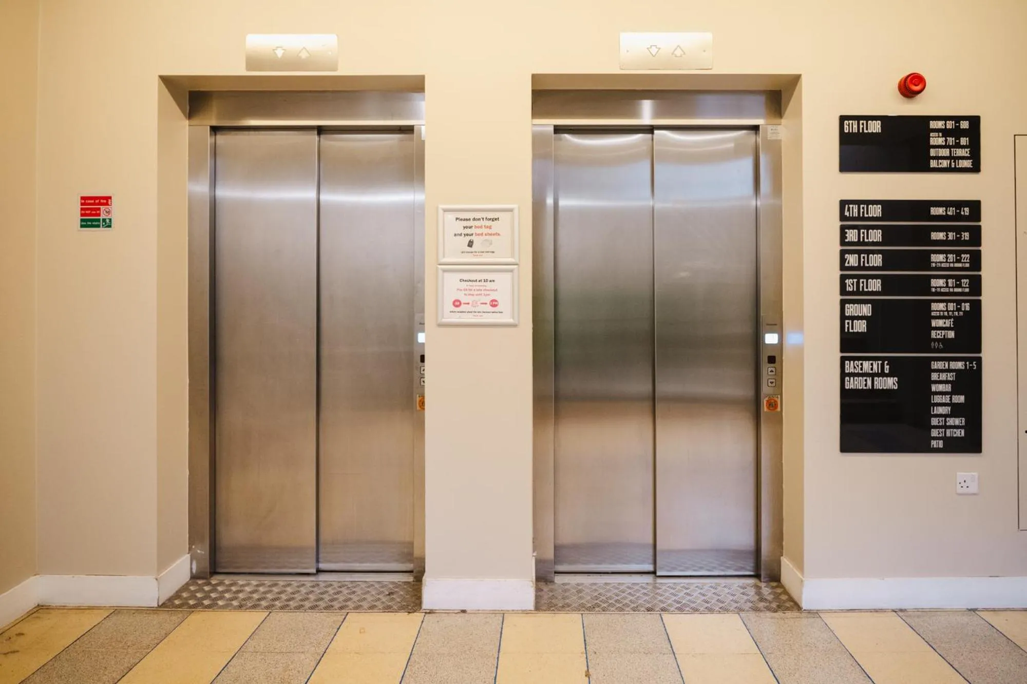 elevator in Wombat's City Hostel London