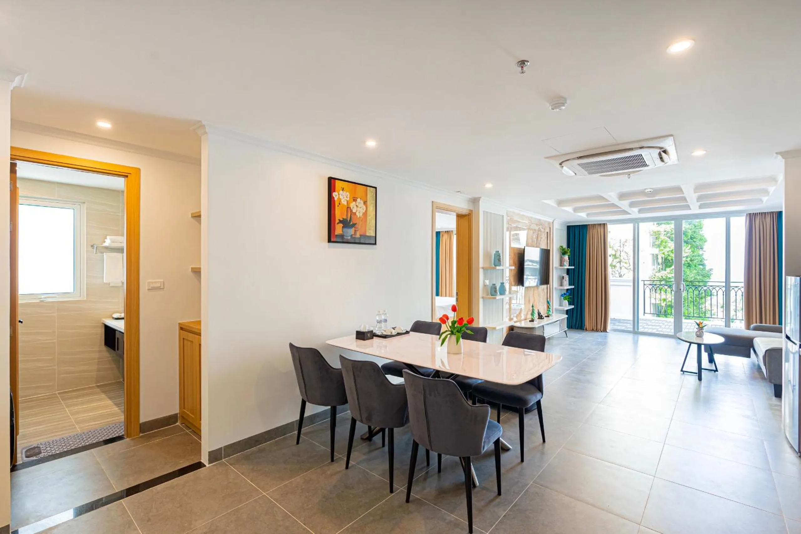 Seating area in The Yen Residences Danang
