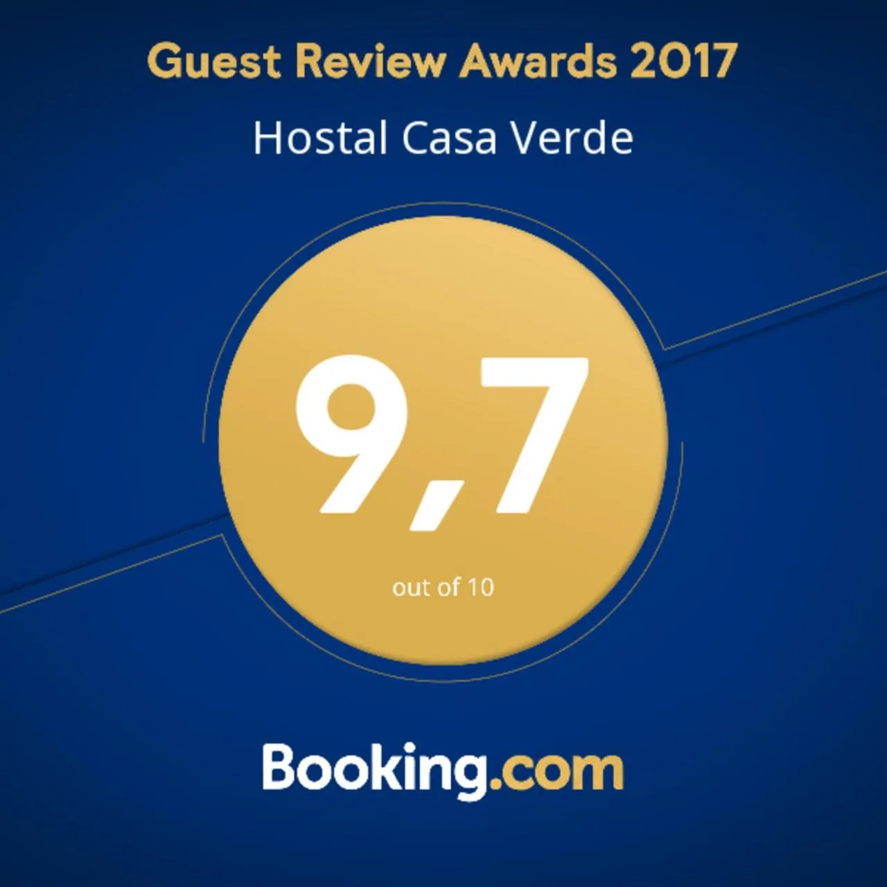 Certificate/Award in Hostal Casa Verde