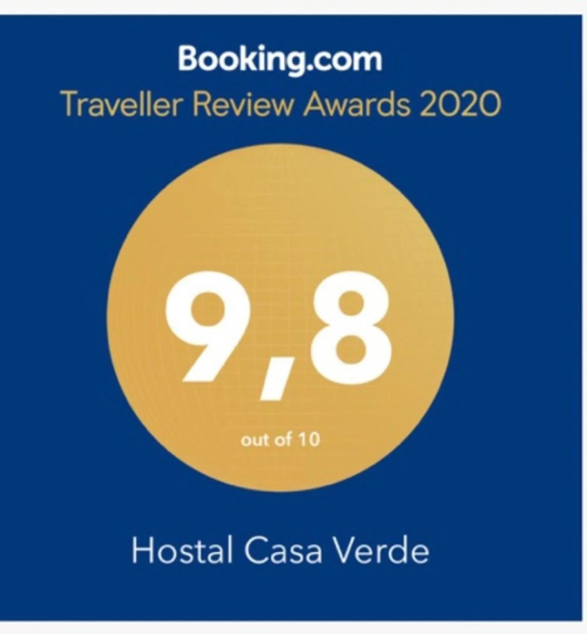 Certificate/Award in Hostal Casa Verde