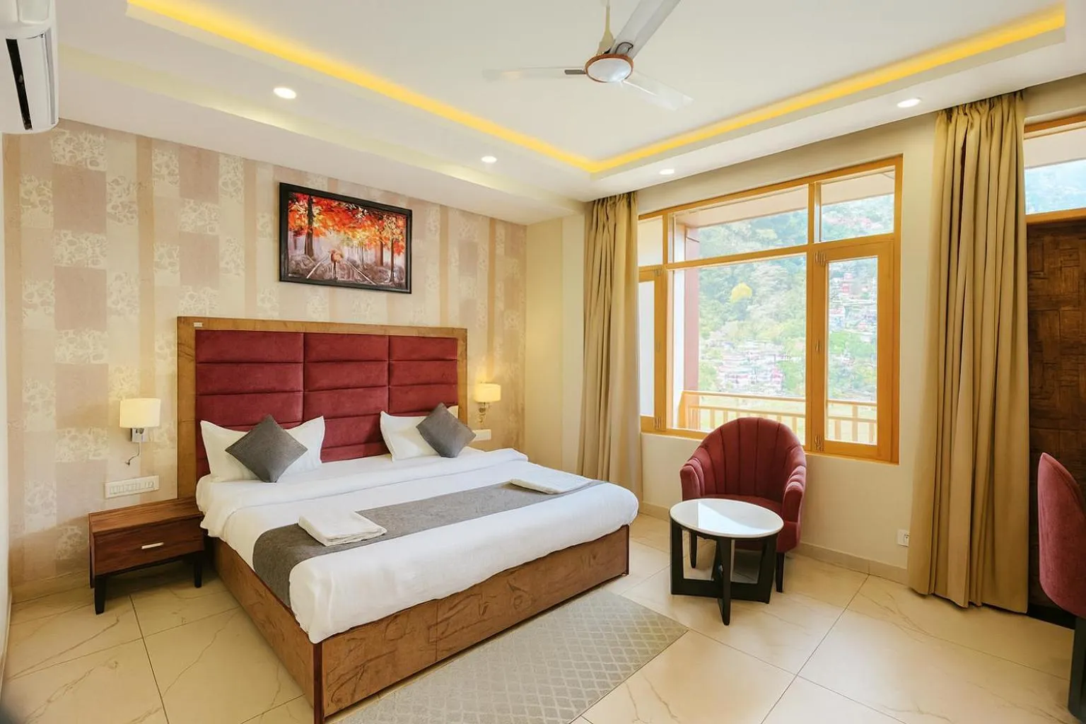 Bedroom, Bed in Hotel Pawan Regency- Best Mountain View Hotel In McLeodganj