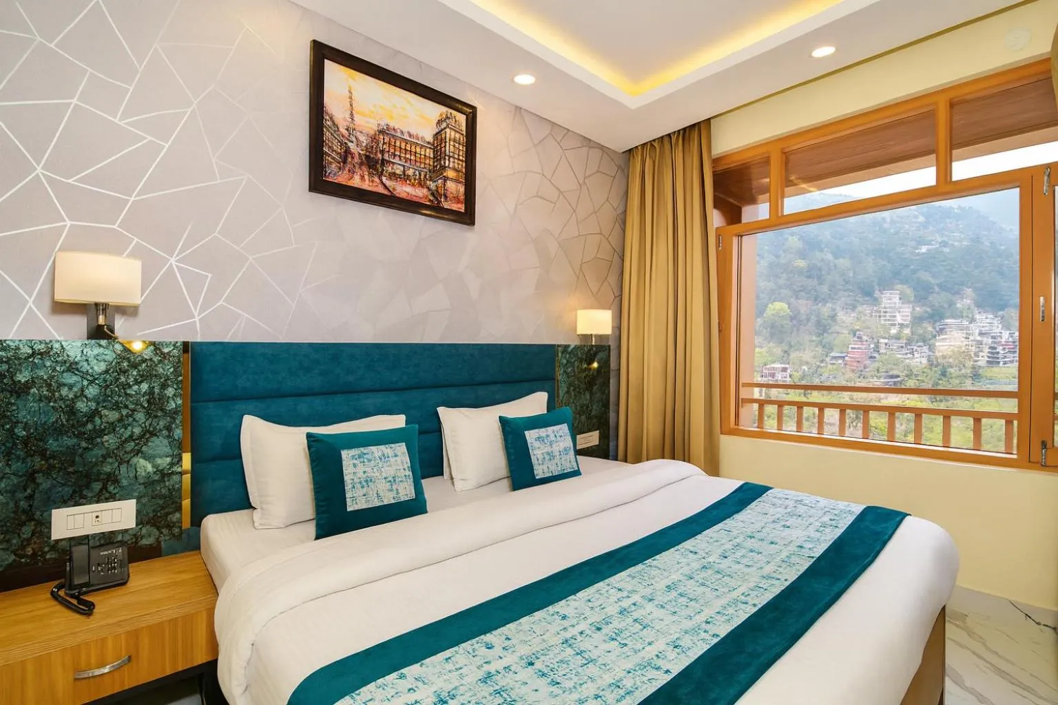 Bedroom, Bed in Hotel Pawan Regency- Best Mountain View Hotel In McLeodganj