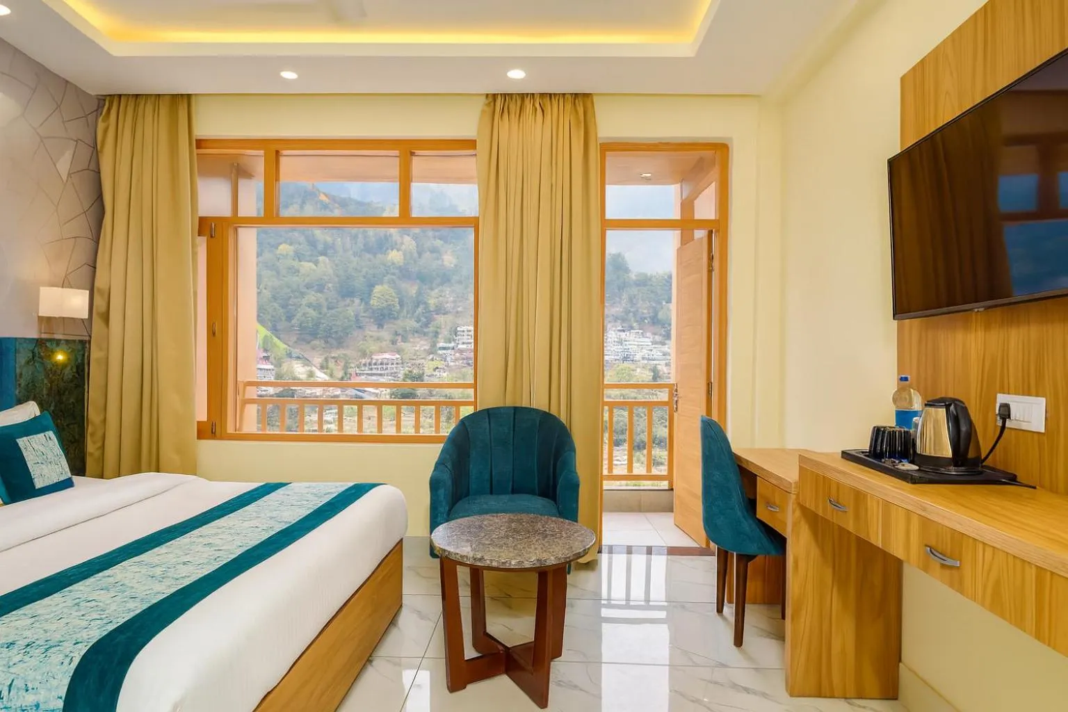 Bedroom, Bed in Hotel Pawan Regency- Best Mountain View Hotel In McLeodganj
