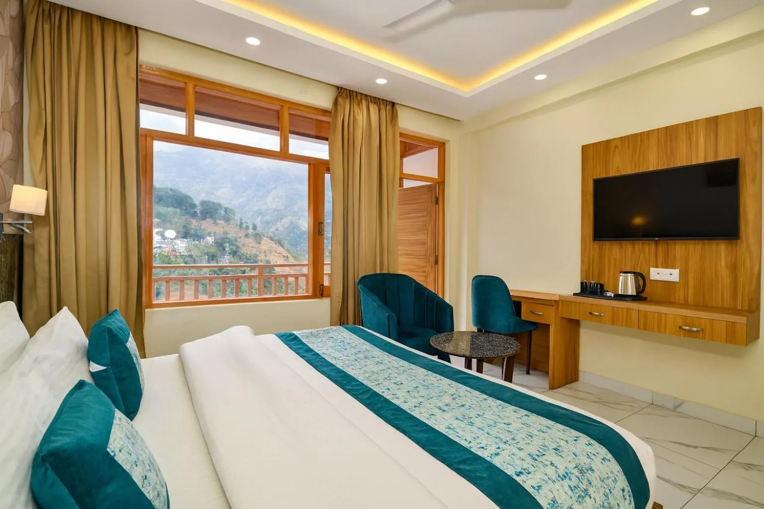 Bedroom, Bed in Hotel Pawan Regency- Best Mountain View Hotel In McLeodganj