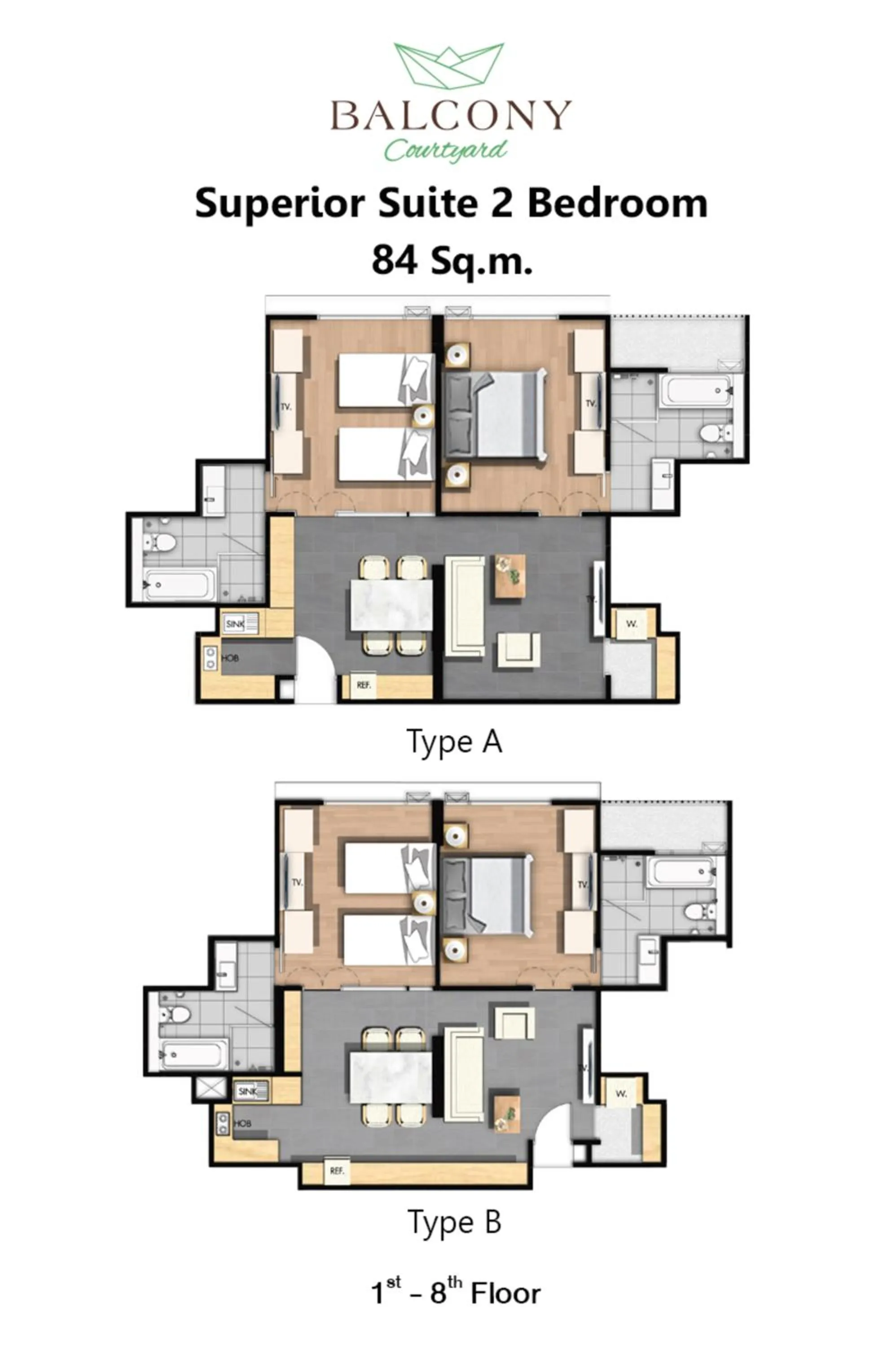 Floor plan in Balcony Courtyard Sriracha Hotel & Serviced Apartments
