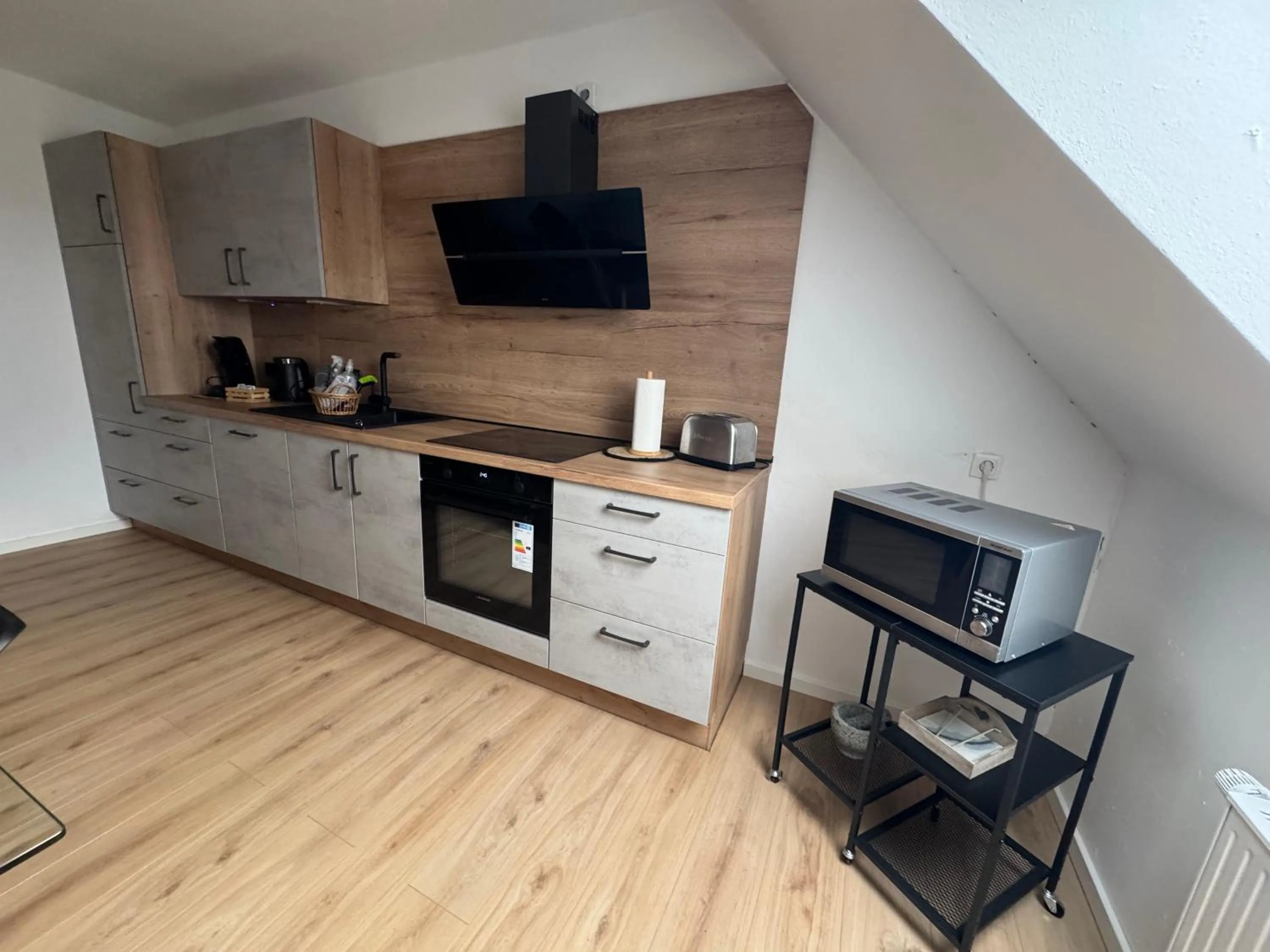 Kitchen or kitchenette in Pension und Apartment Landhaus Fricke