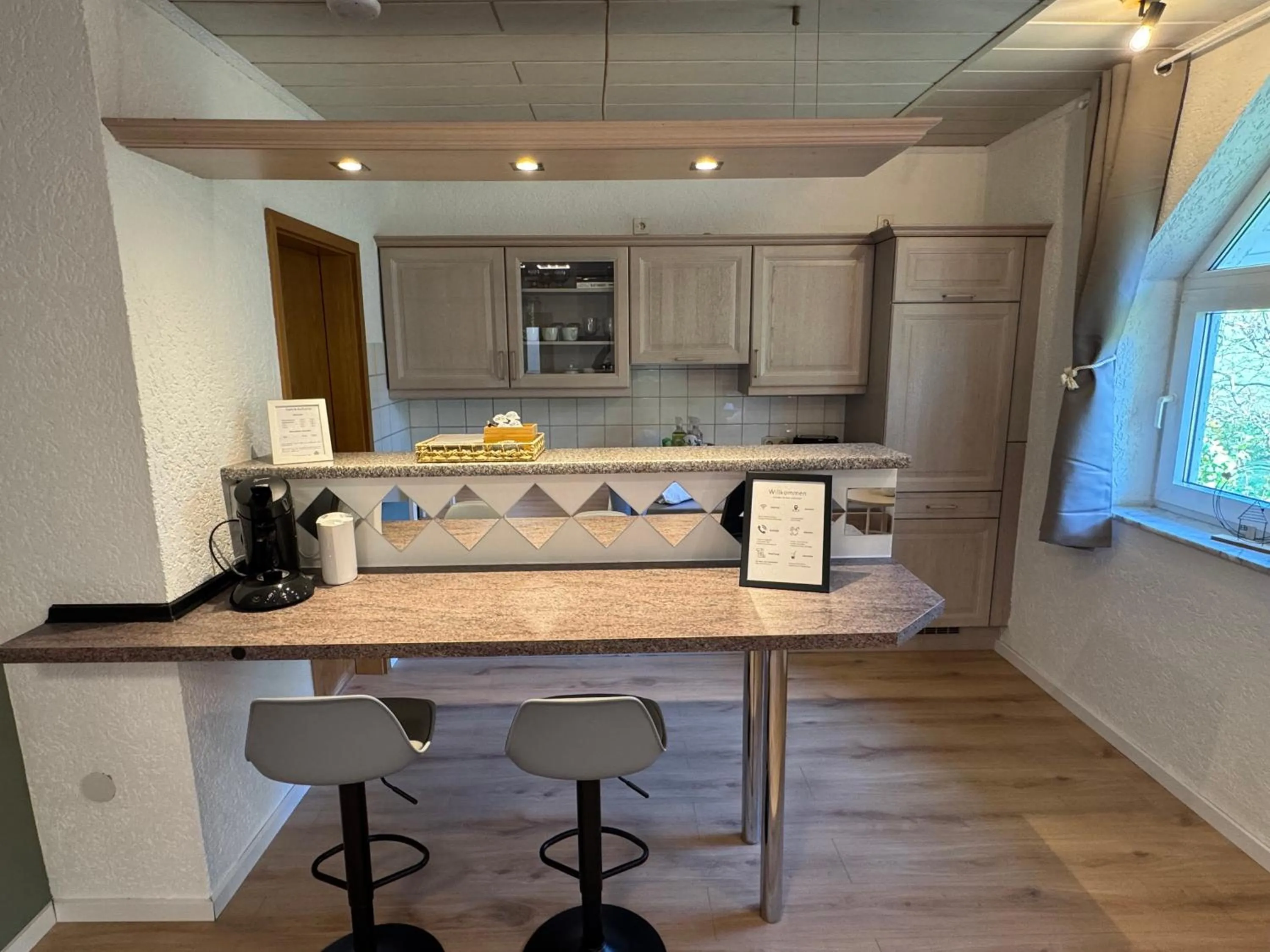 Kitchen or kitchenette in Pension und Apartment Landhaus Fricke