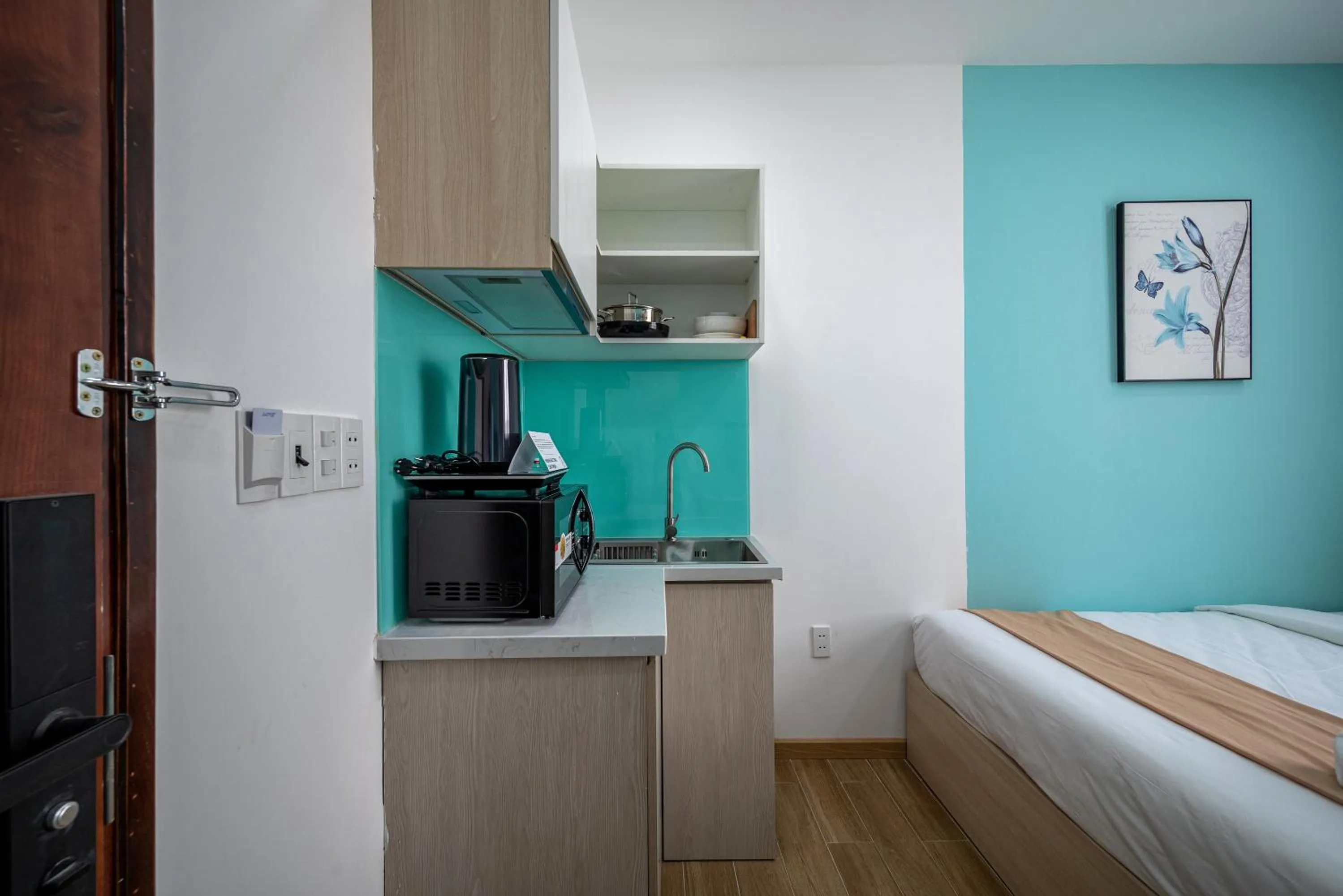 Kitchen or kitchenette, Bed in Cozrum Homes - Selina Residence