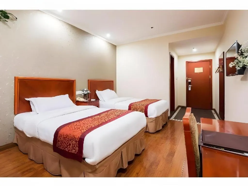 Bed in GreenTree Inn Jiangsu Wuxi Meiyuan Kaiyuan Temple Subway Master Station Express Hotel