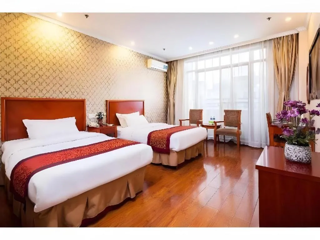 Bed in GreenTree Inn Jiangsu Wuxi Meiyuan Kaiyuan Temple Subway Master Station Express Hotel