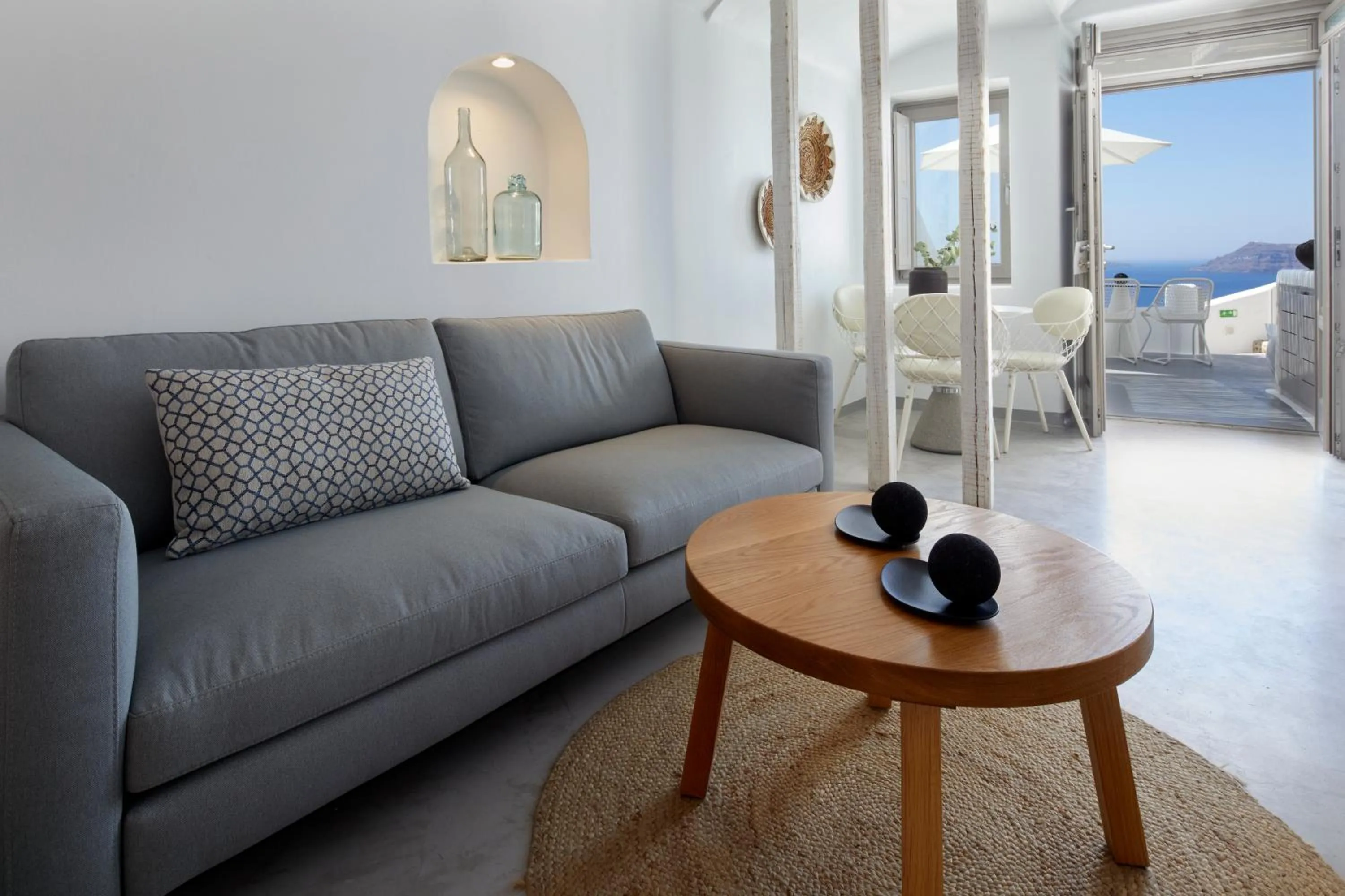 Seating area in Filotera Suites