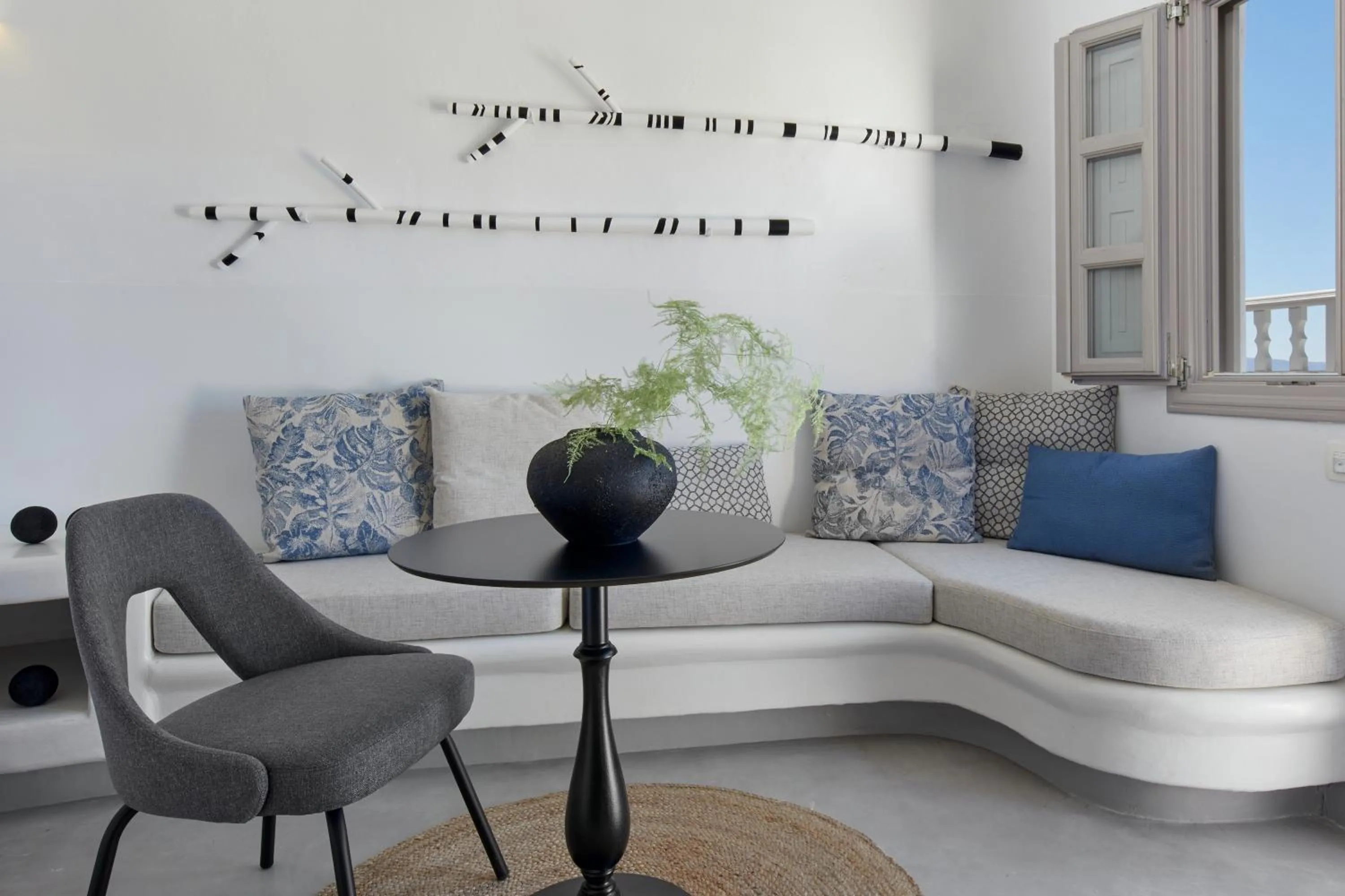 Seating area in Filotera Suites