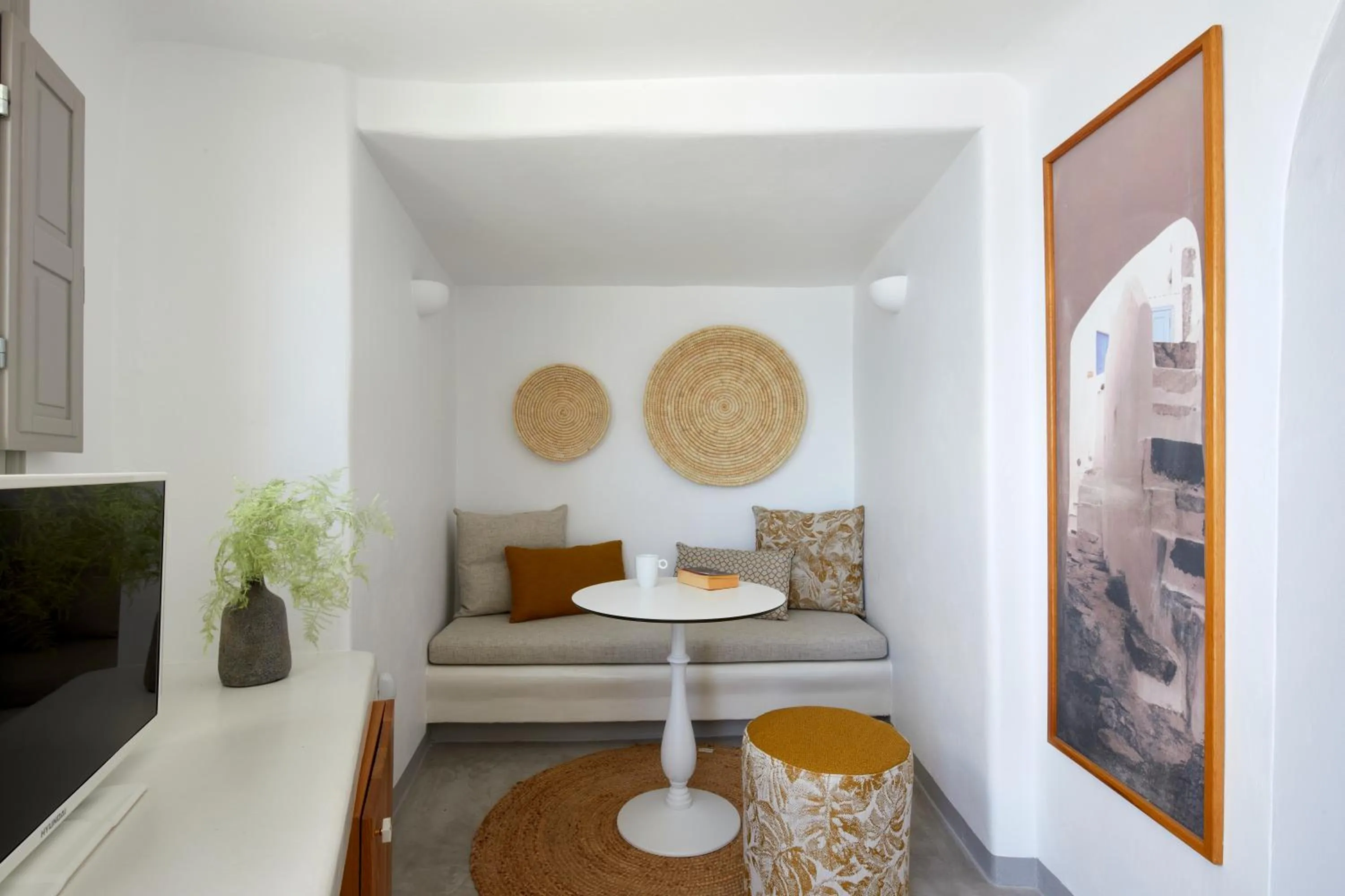 Seating area in Filotera Suites